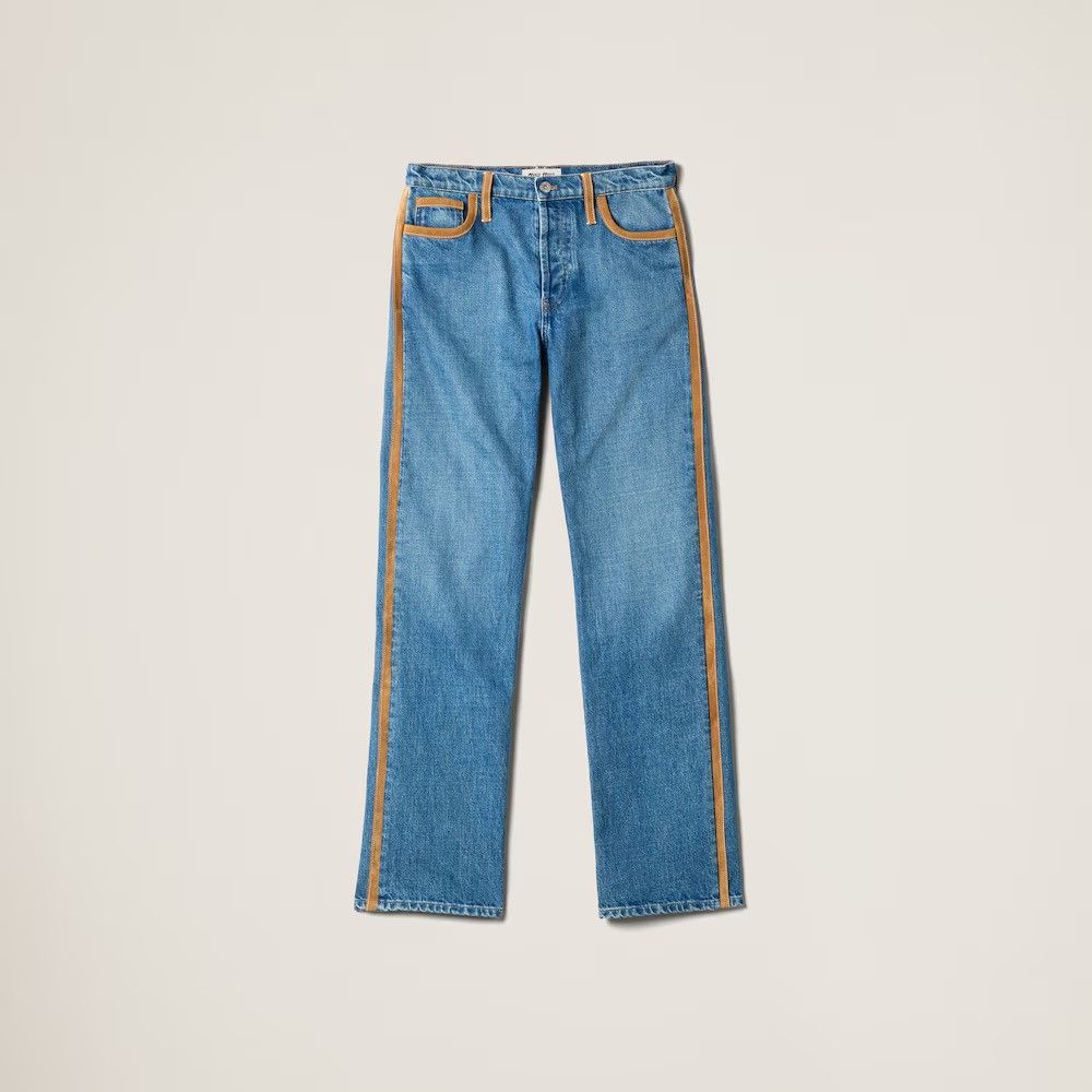 Miu Miu Miu Miu Denim And Leather Jeans tag size 30 Women - USA Duties Paid Size 30" / US 8 / IT 44 - 1 Preview