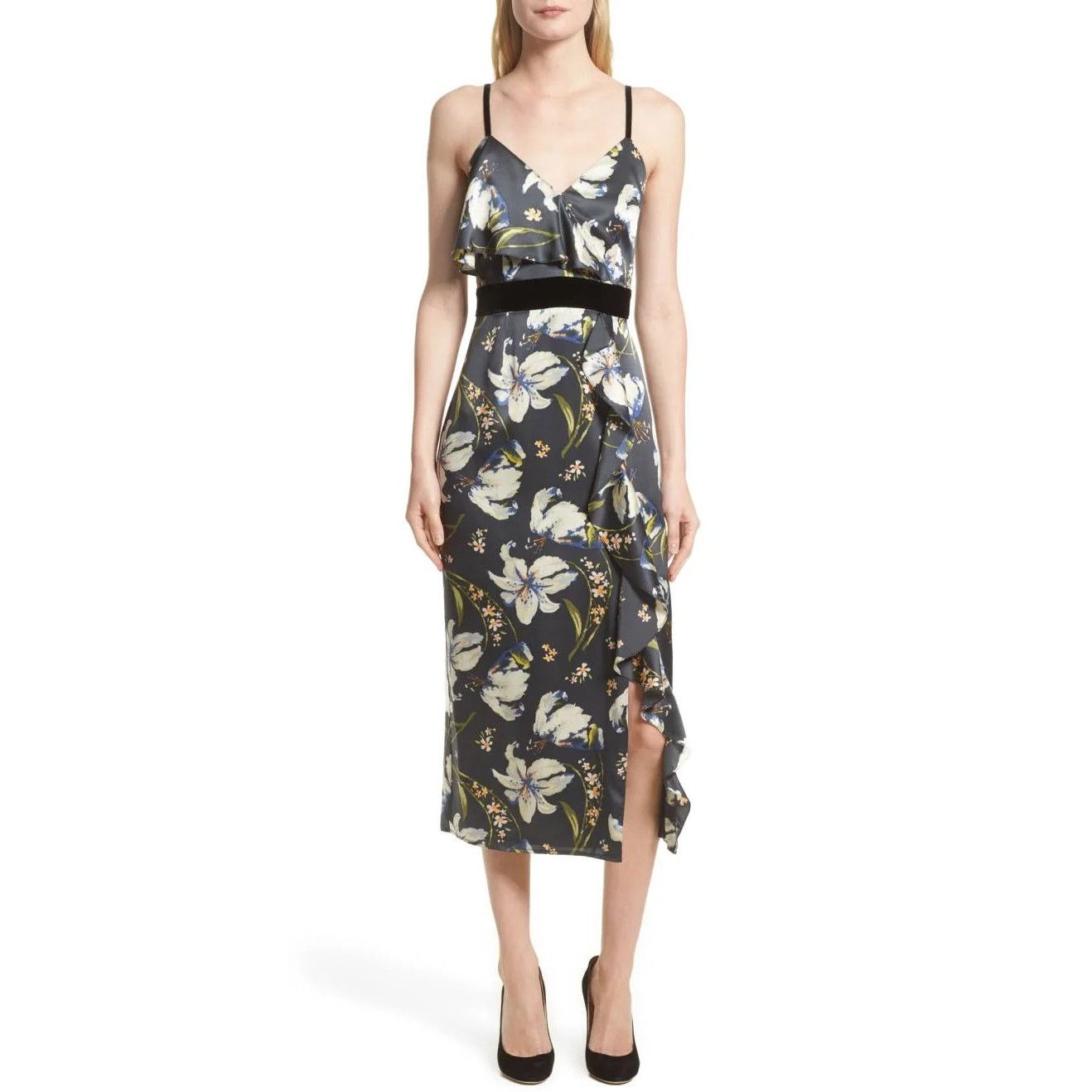 Cinq a Sept Cinq à Sept Leena Silk Floral Midi Dress Sleeveless Size 8 Size M / US 6-8 / IT 42-44 - 2 Thumbnail
