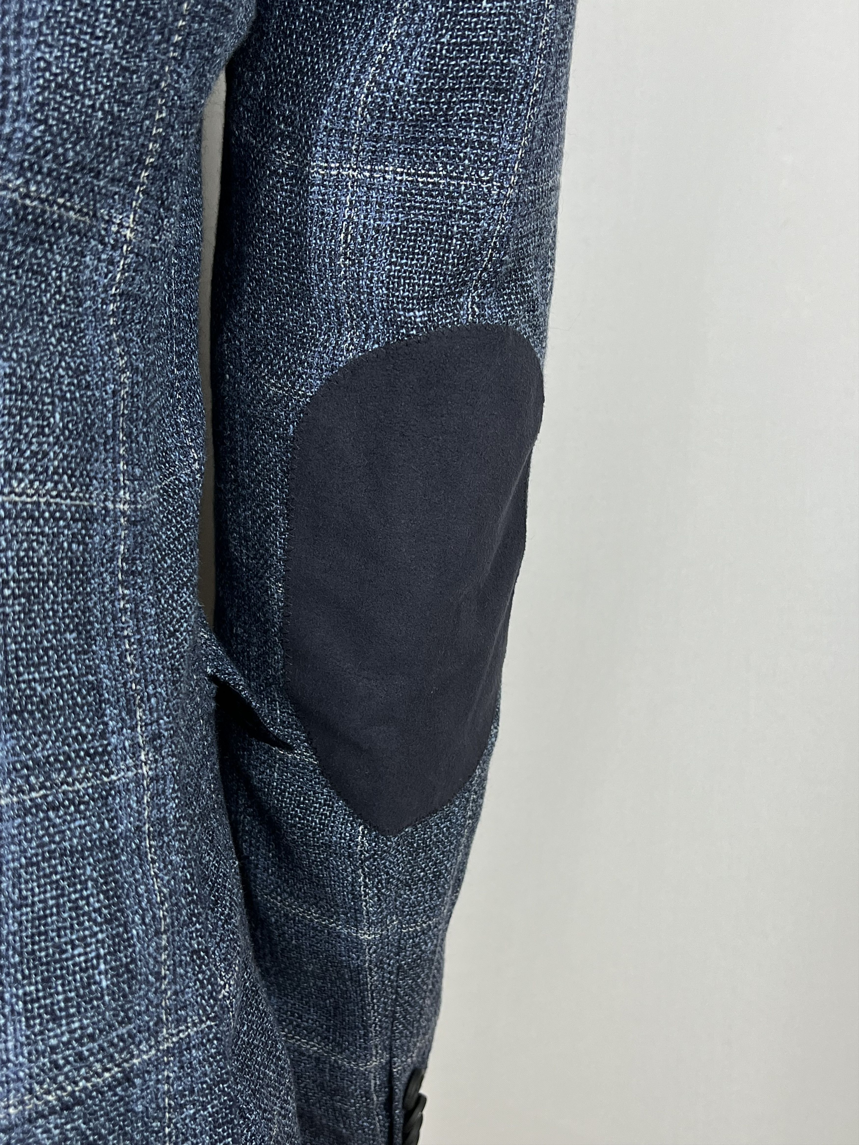 Hugo Boss Navy Windowpane Check Wool\Linen Sport Coat Size 40R - 8 Thumbnail