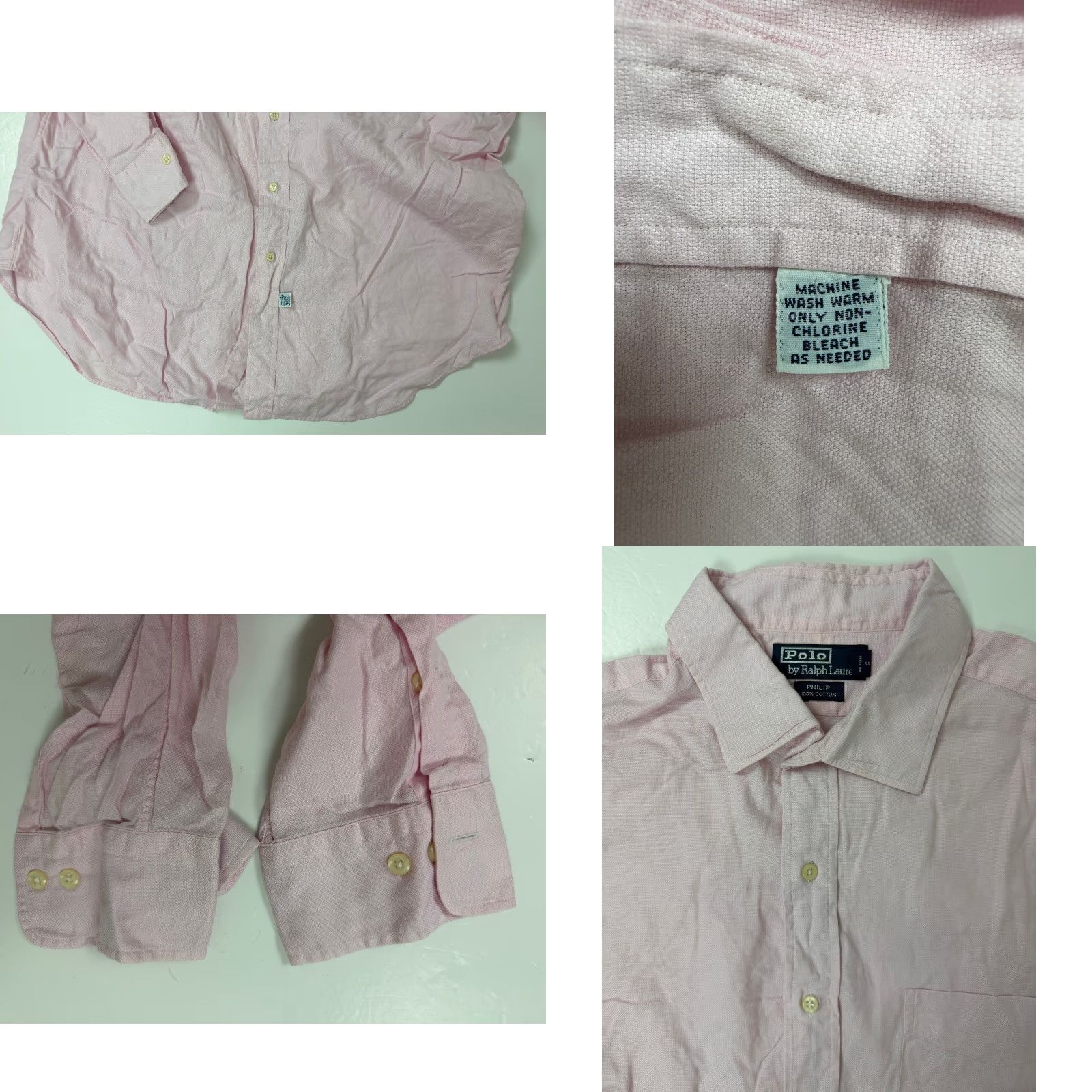 Ralph Lauren VINTAGE Ralph Lauren Dress Shirt Men XL Pink Cotton 90s Philip 17.5 34 35 Size 46R - 9 Thumbnail