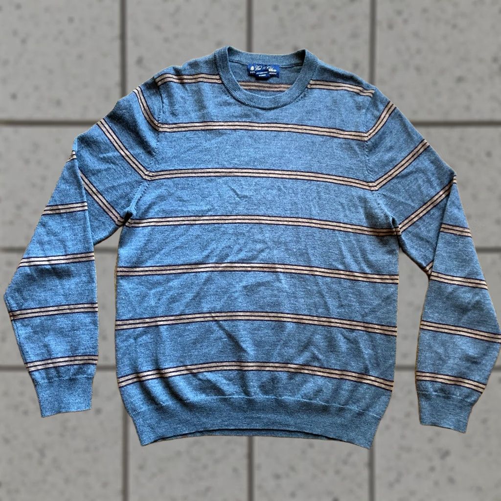 Brooks Brothers Brooks Brothers VTG Mens Sweater Extra Fine Merino Wool Size Small Gray Striped Pullover Size US S / EU 44-46 / 1 - 1 Thumbnail