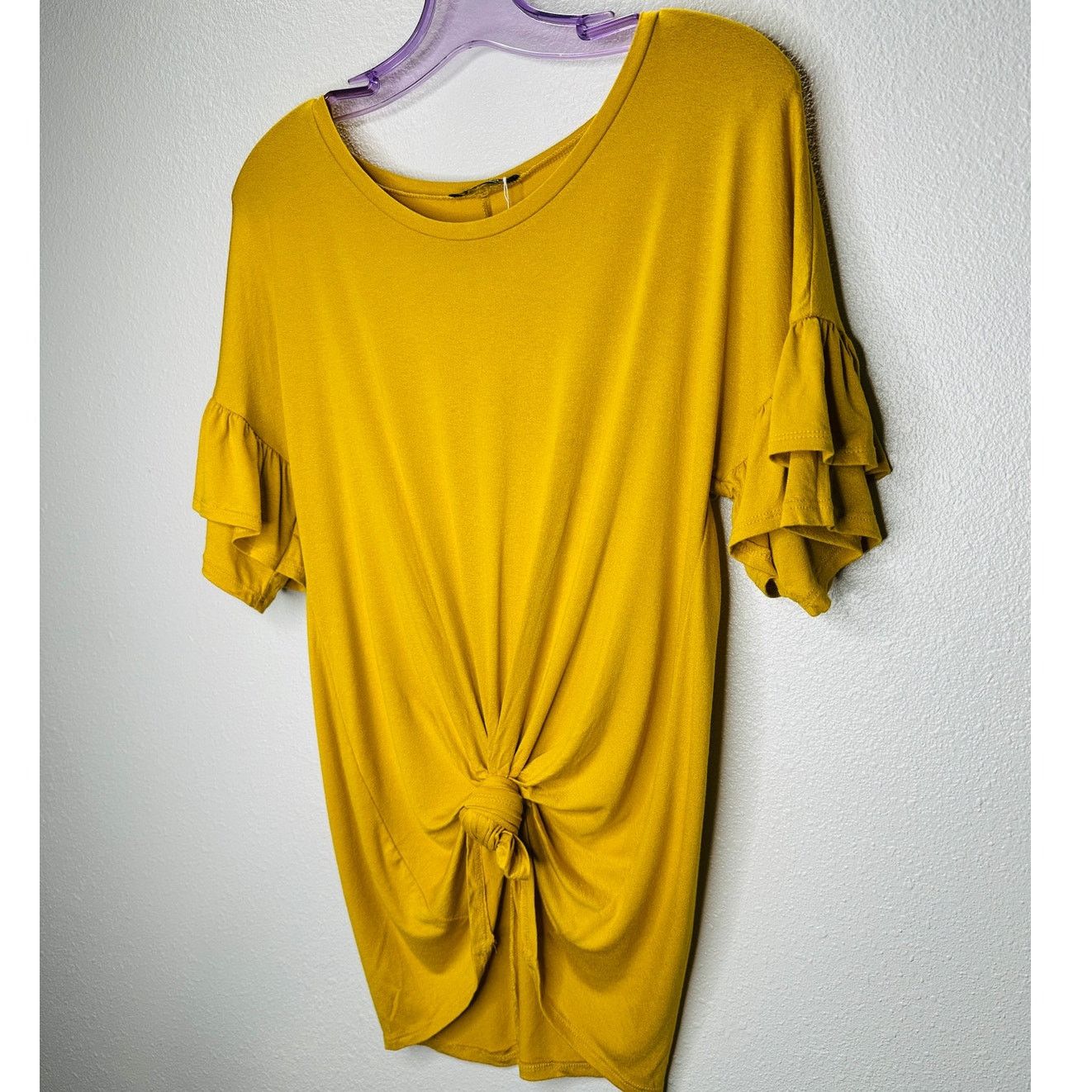 Other NWT Shop Basic Mustard Ruffle Sleeve Front Knot Shirt M Size M / US 6-8 / IT 42-44 - 4 Thumbnail