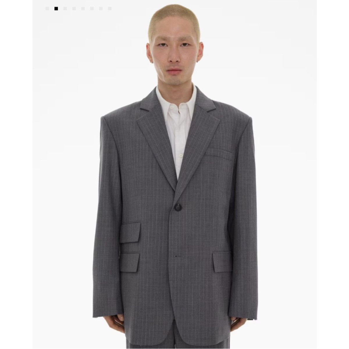 Helmut Lang HELMUT LANG OVERSIZED GRAY PINSTRIPES BLAZER Size 44L - 14 Thumbnail