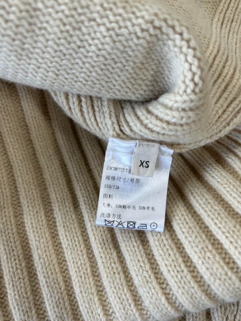 Celine Beige High Neck Knit Sweater with Red Stripe Size US XS / EU 42 / 0 - 4 Thumbnail
