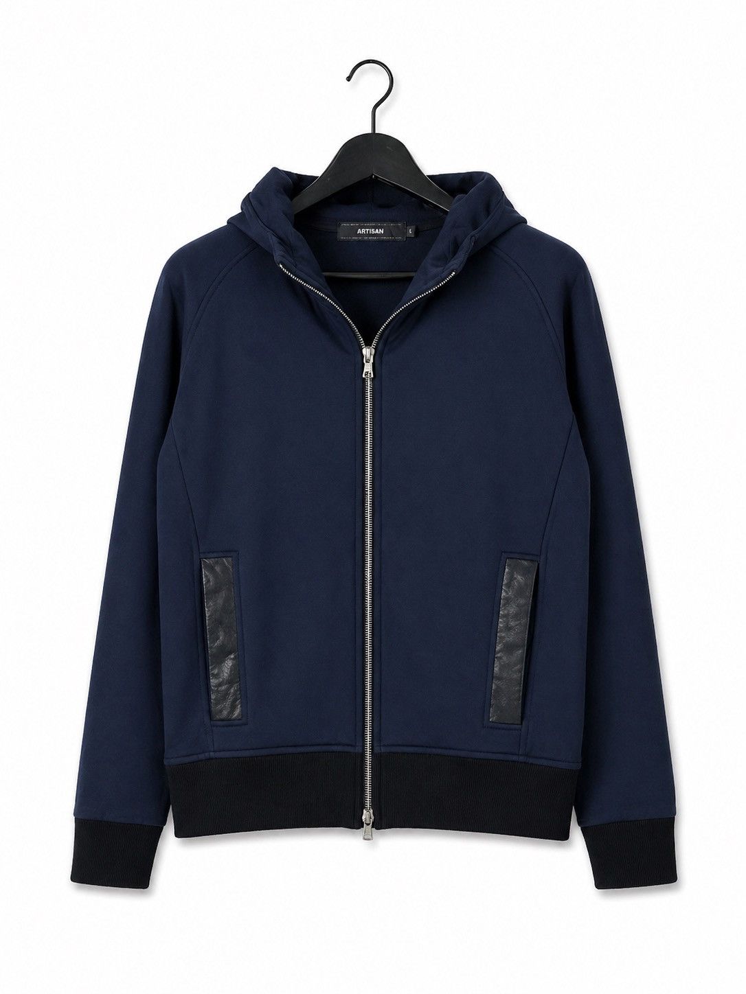 Artisan Outfitters ARTISAN Zip Hoodie Jacket Minimal Black Leather Pocket Size US M / EU 48-50 / 2 - 1 Thumbnail