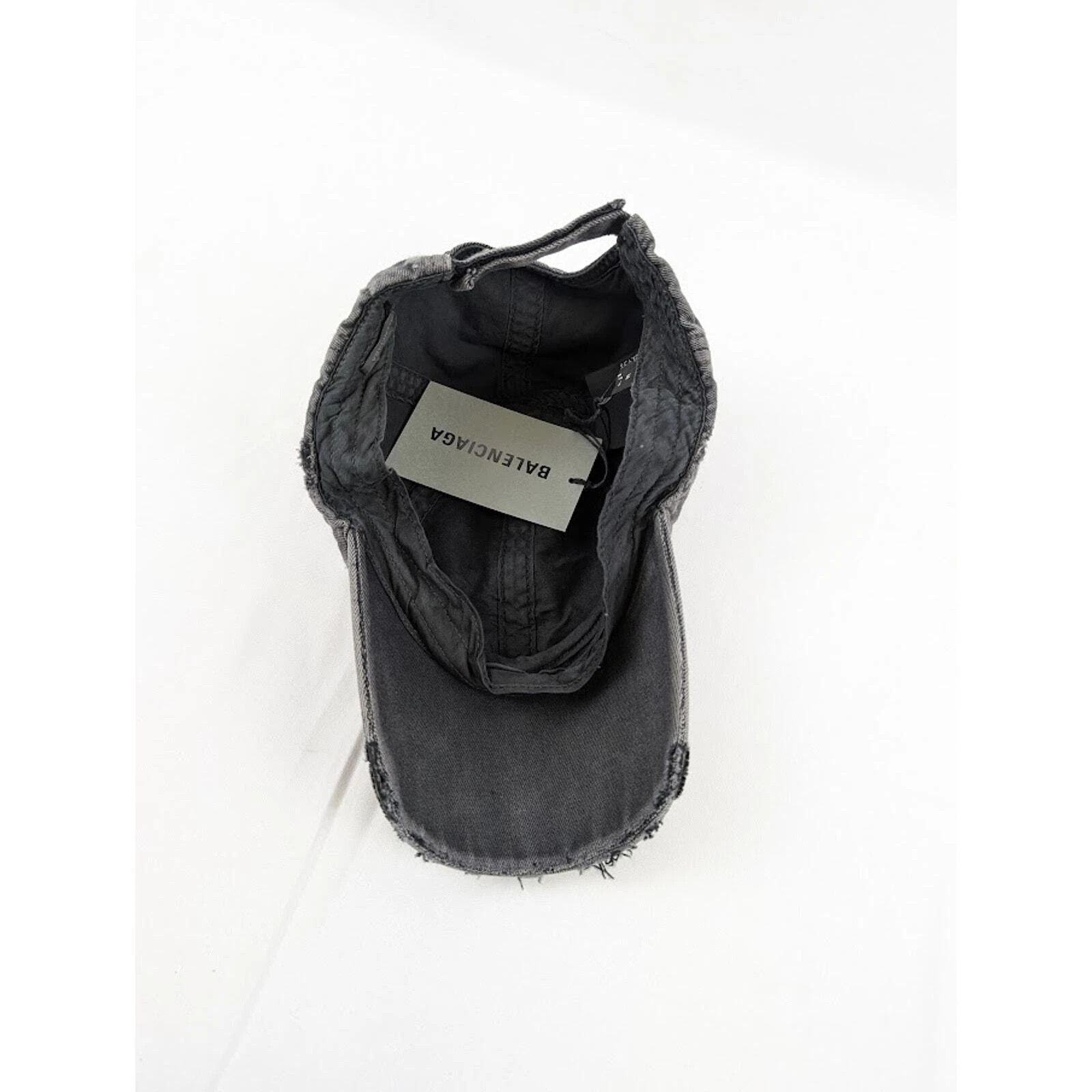 Balenciaga o1rshd1 Q:3 / Distressed Logo Cap / Hat in Charcoal Size ONE SIZE - 12 Thumbnail