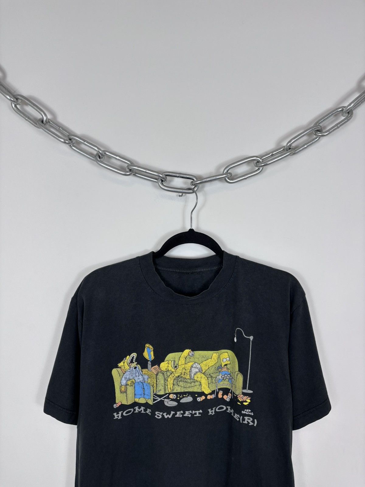 The Simpsons Vintage 90s The Simpsons Home Sweet Home Faded Black T-Shirt Size US M / EU 48-50 / 2 - 2 Thumbnail