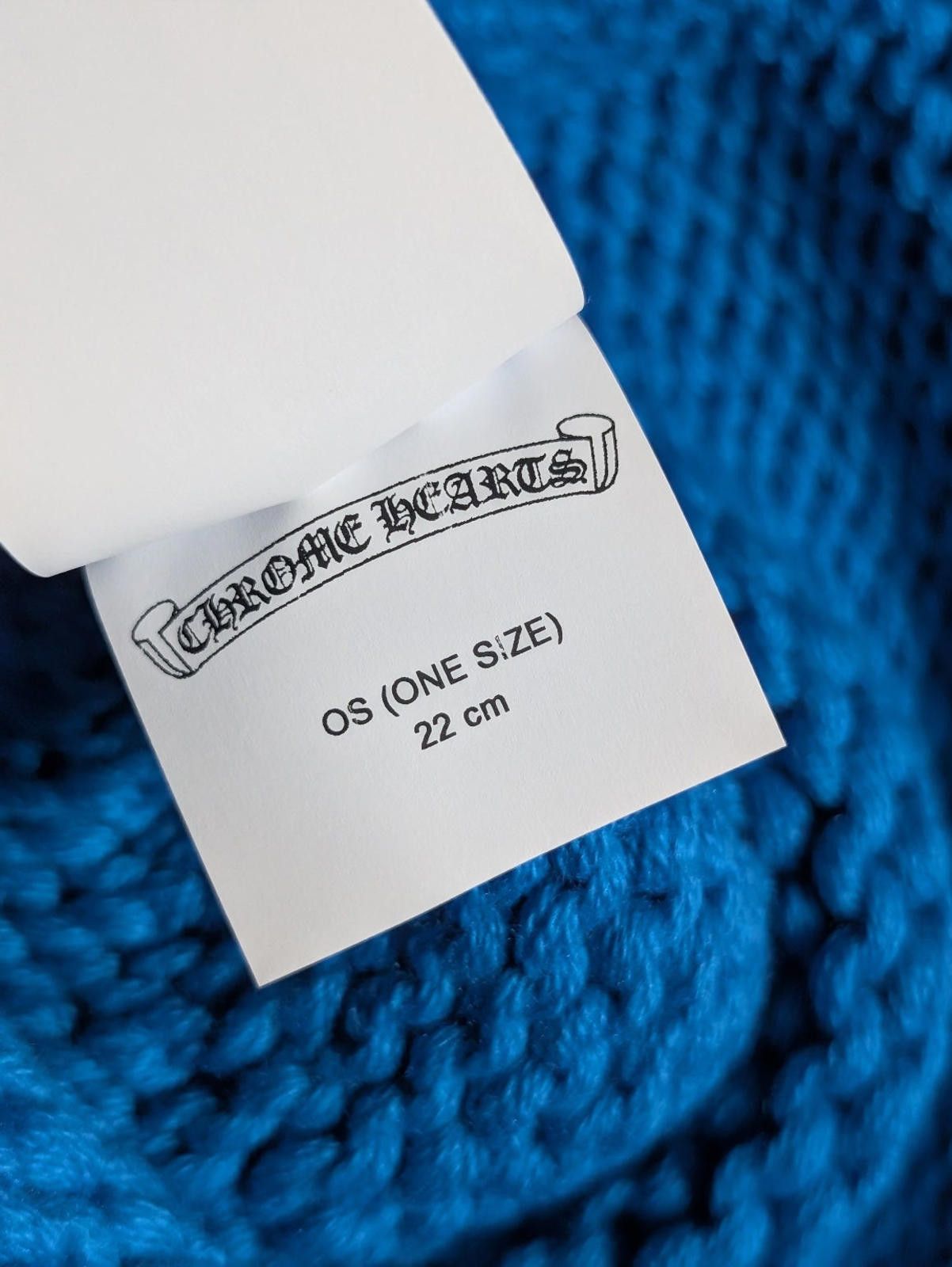 Chrome Hearts Blue Cashmere Beanie Purple Cross Patch Size ONE SIZE - 4 Thumbnail