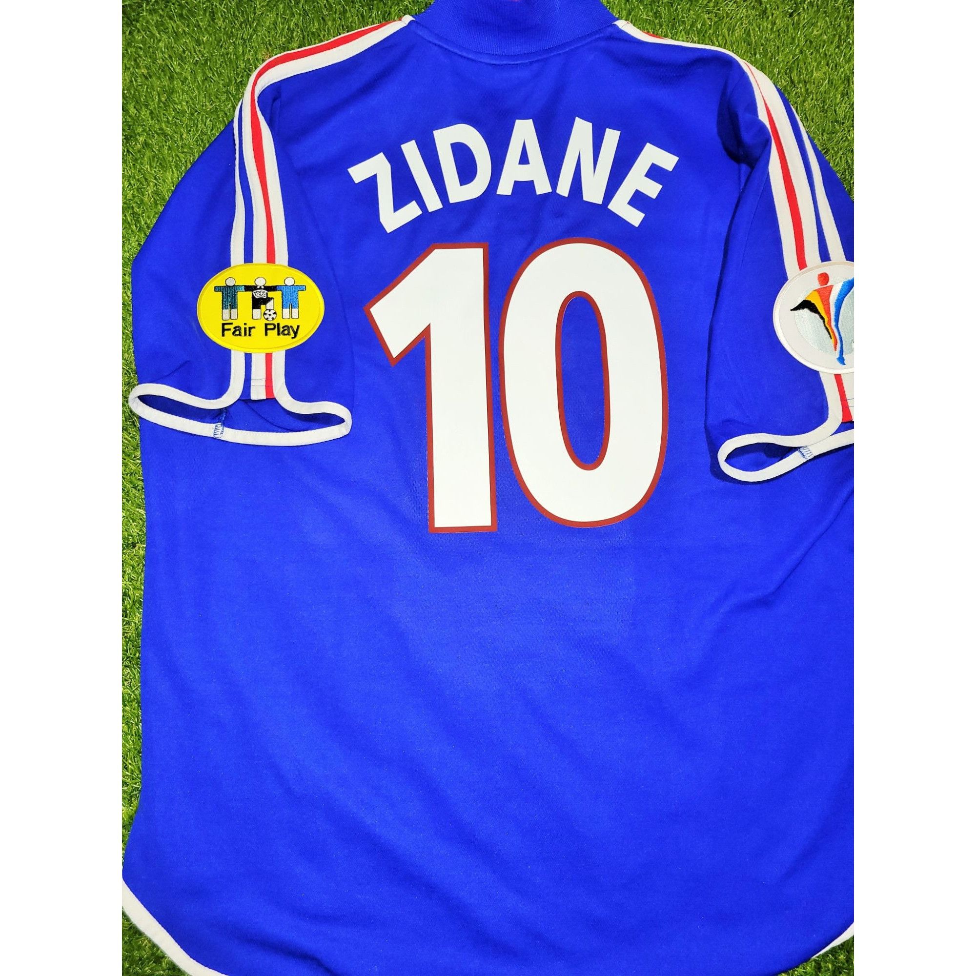 image of Adidas Zidane France 2000 Euro Cup Home Soccer Jersey Shirt XL in Blue, Men's