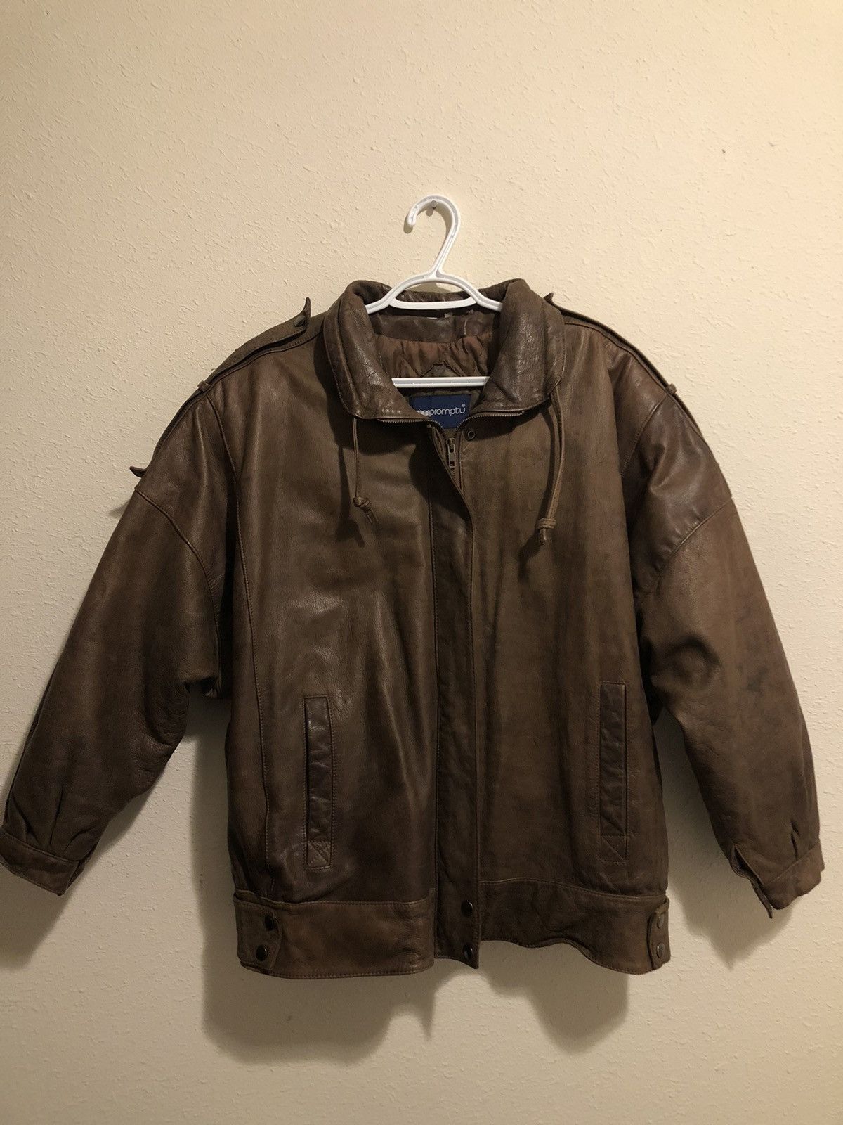 Genuine Leather × Vintage 80s Vintage Impromptu Brown Leather Biker Jacket Faded Size US L / EU 52-54 / 3 - 9 Thumbnail