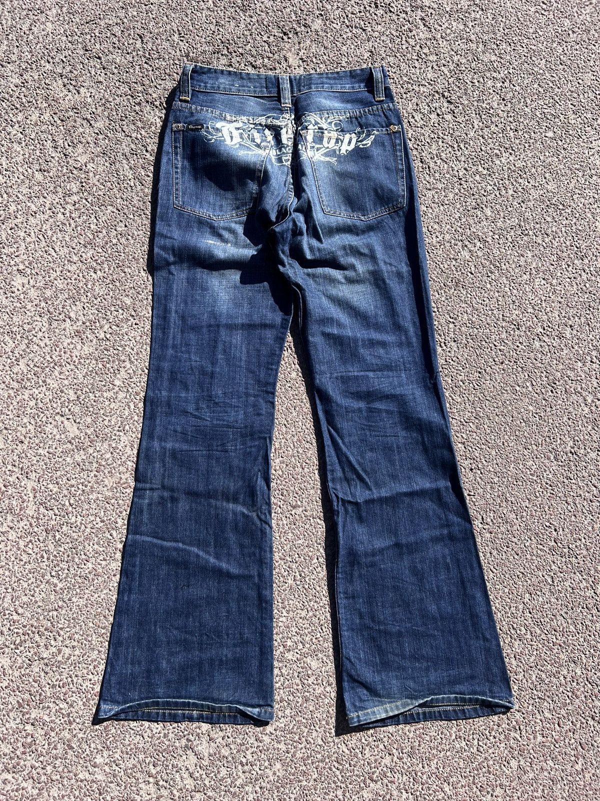 Pre-owned Archival Clothing X Firetrap Y2k Firetrap Archival Japan Affliction Style Flared Pants In Blue