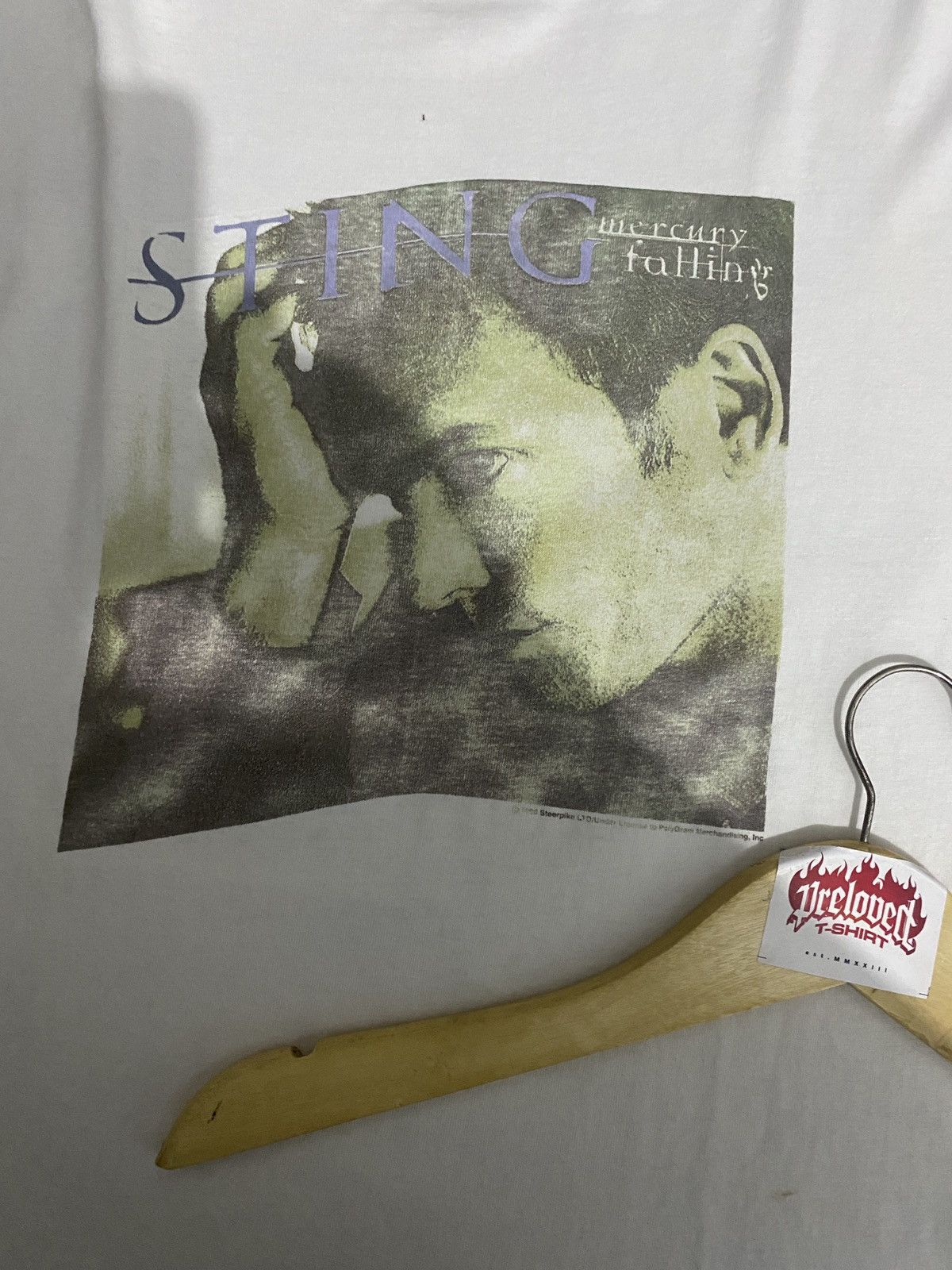 image of Band Tees x Sangerman Vintage Sting 1996 Singer in White, Men's (Size XL)