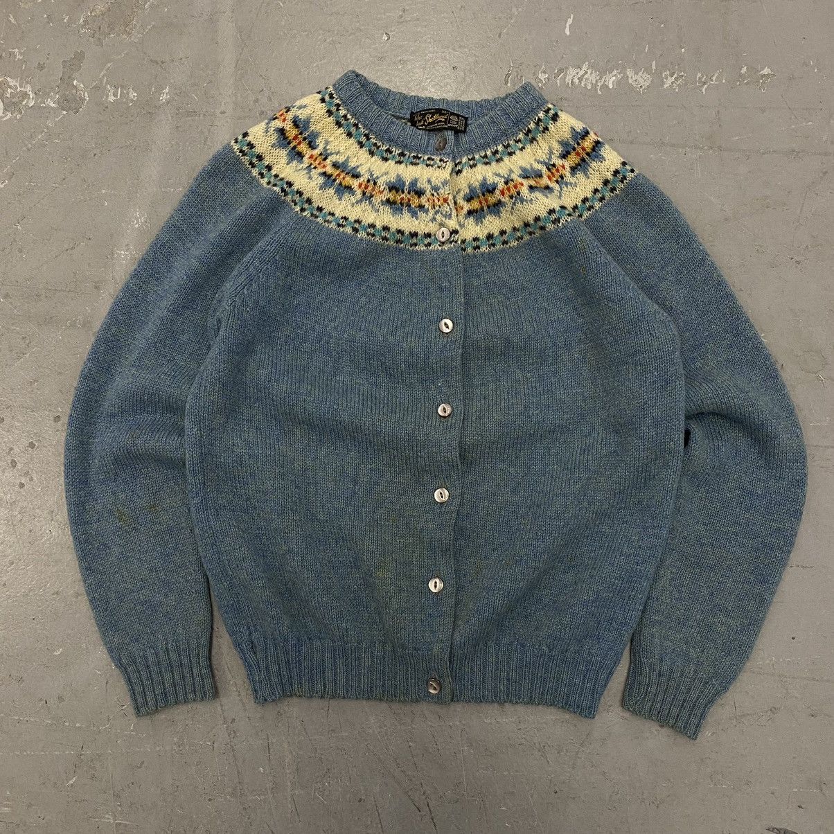 Japanese Brand × Kapital × Vintage Vtg 60s 70s Isles Knit Shetland Wool Cardigan Grunge Kurt Size US S / EU 44-46 / 1 - 1 Thumbnail