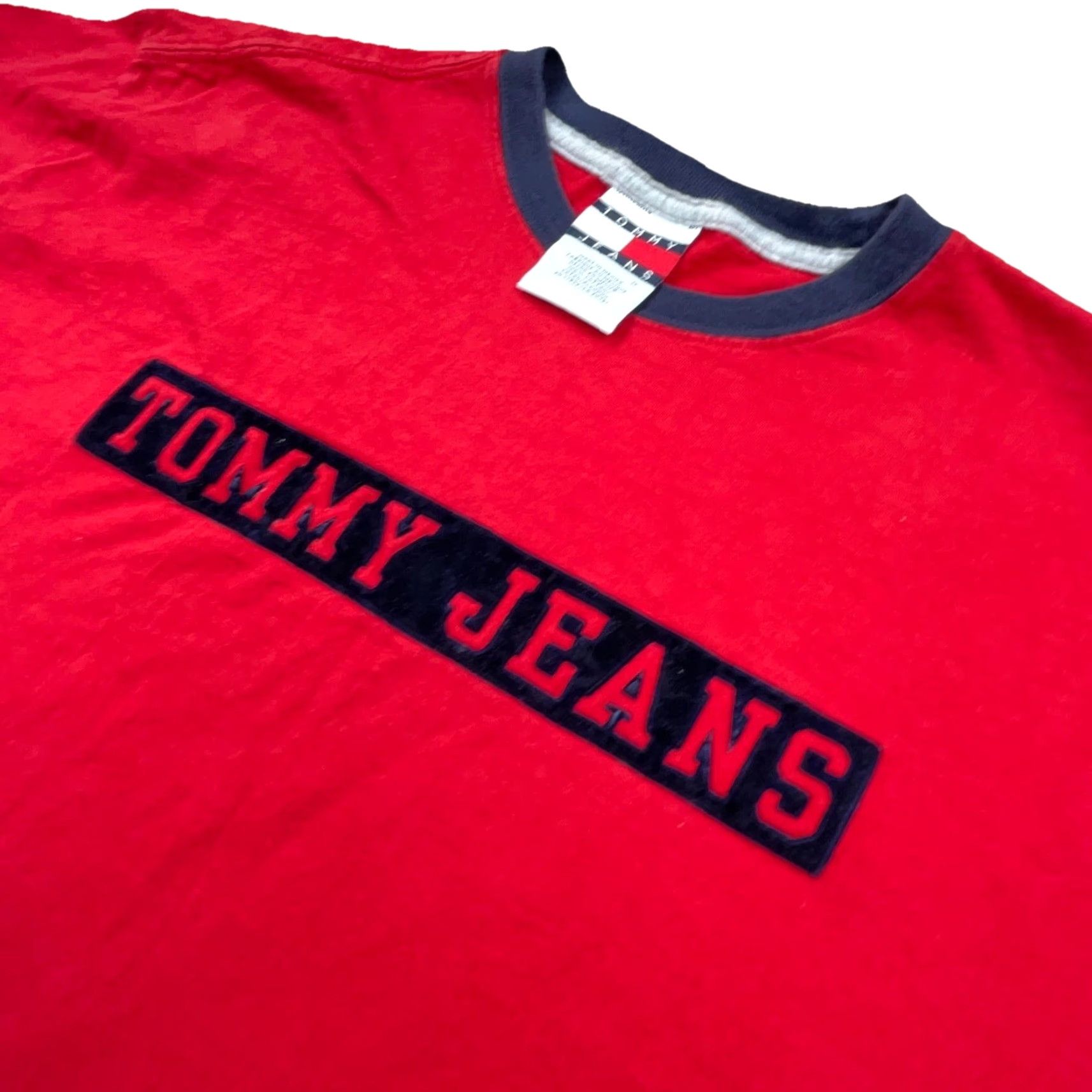 Tommy Hilfiger VINTAGE Tommy Hilfiger Shirt Men Medium Red Blue Spell Out Tee Y2K Ringer Adult Size US M / EU 48-50 / 2 - 2 Thumbnail