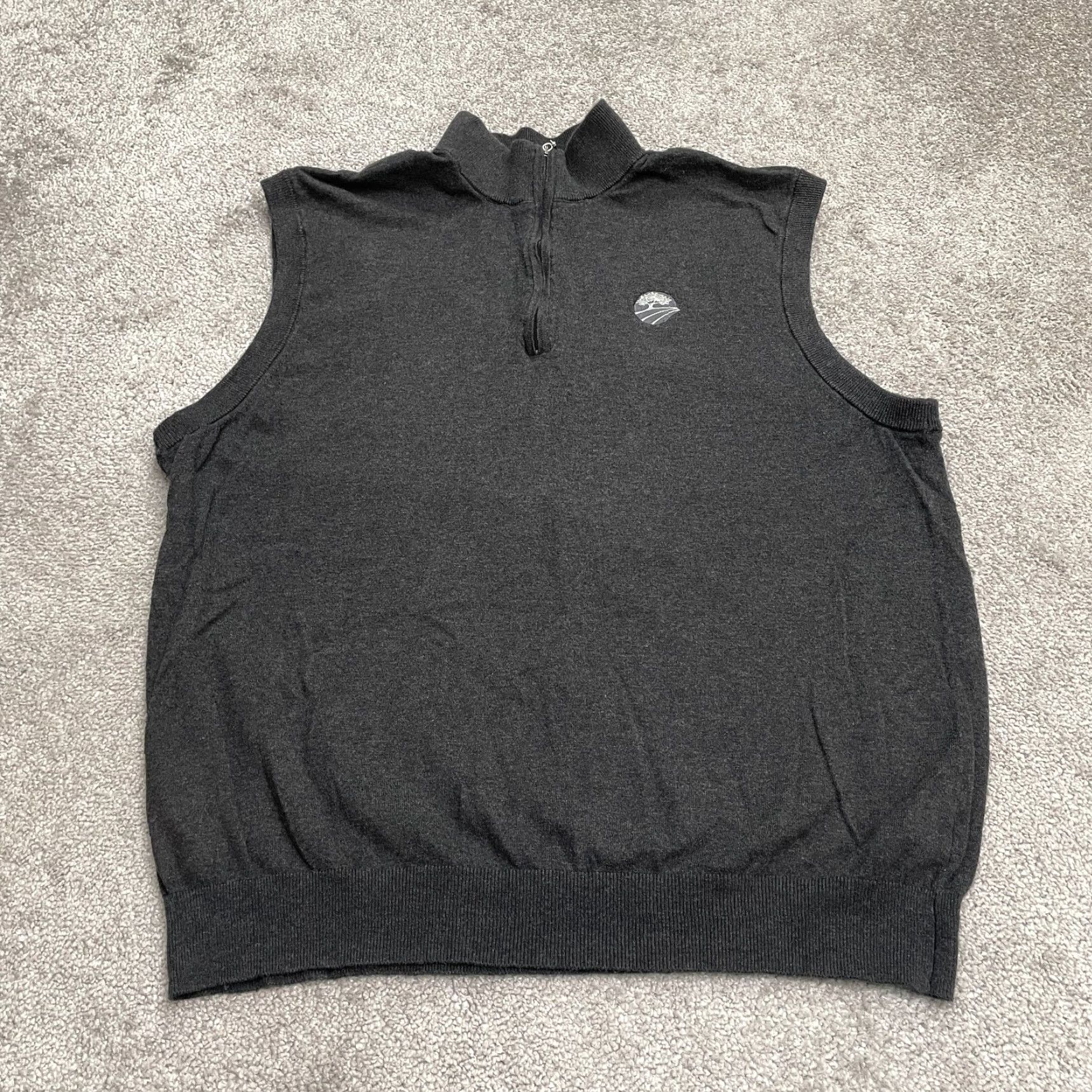 Vintage Greg Norman 1/4 Zip Sweater Vest Mens XL Dark Gray Sleeveless Cotton Silk Golf Size US XL / EU 56 / 4 - 2 Thumbnail