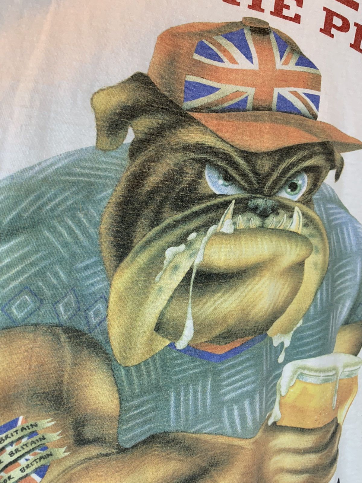 Vintage RARE Vintage Brits On The Piss World Tour Beer Bulldog Shirt Size US L / EU 52-54 / 3 - 3 Thumbnail