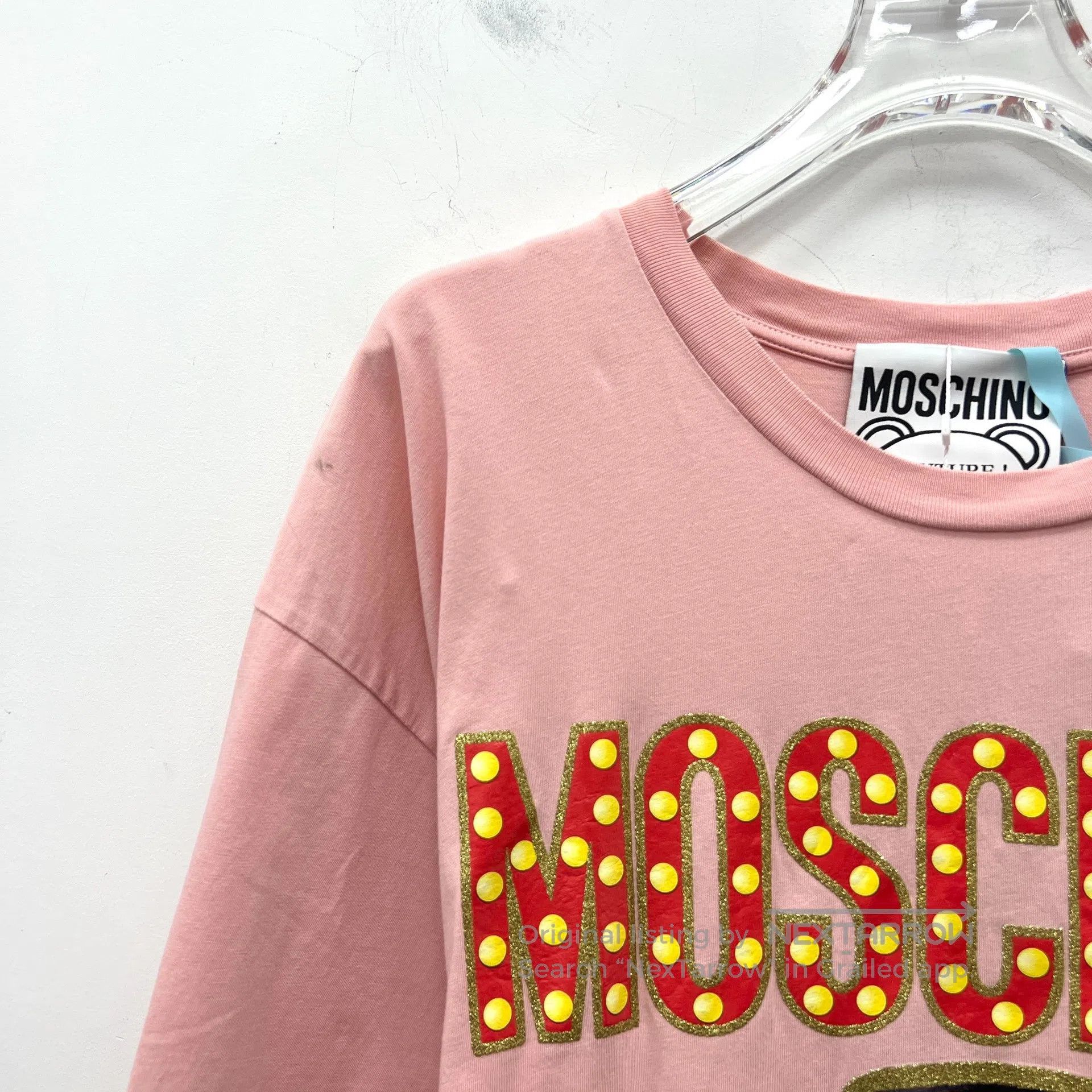 Moschino Moschino Pink logo lettering bear print cotton round-neck Size US L / EU 52-54 / 3 - 3 Thumbnail