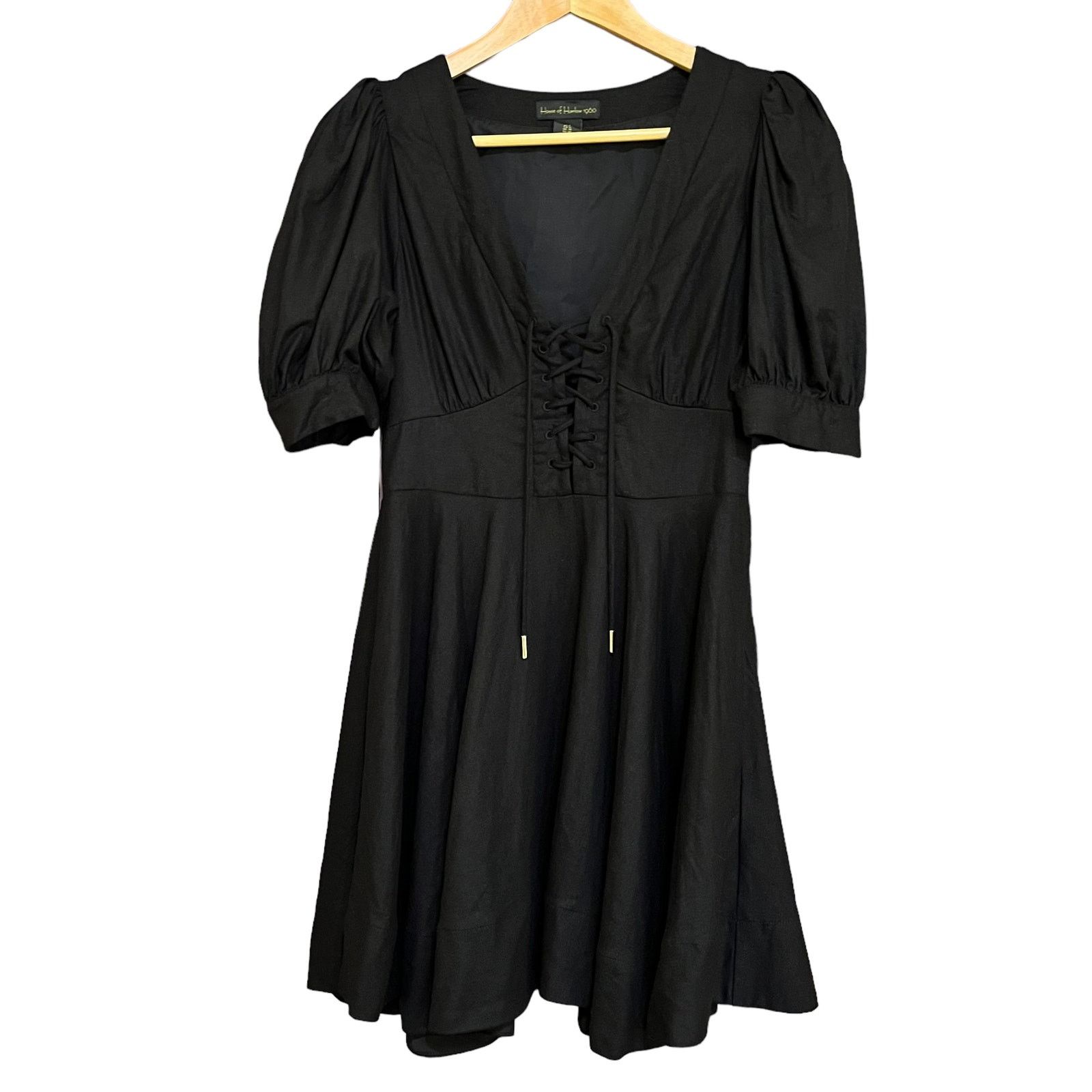 House of Harlow House of Harlow 1960 Black Linen Blend Lace-Up Mini Dress Size M / US 6-8 / IT 42-44 - 9 Thumbnail