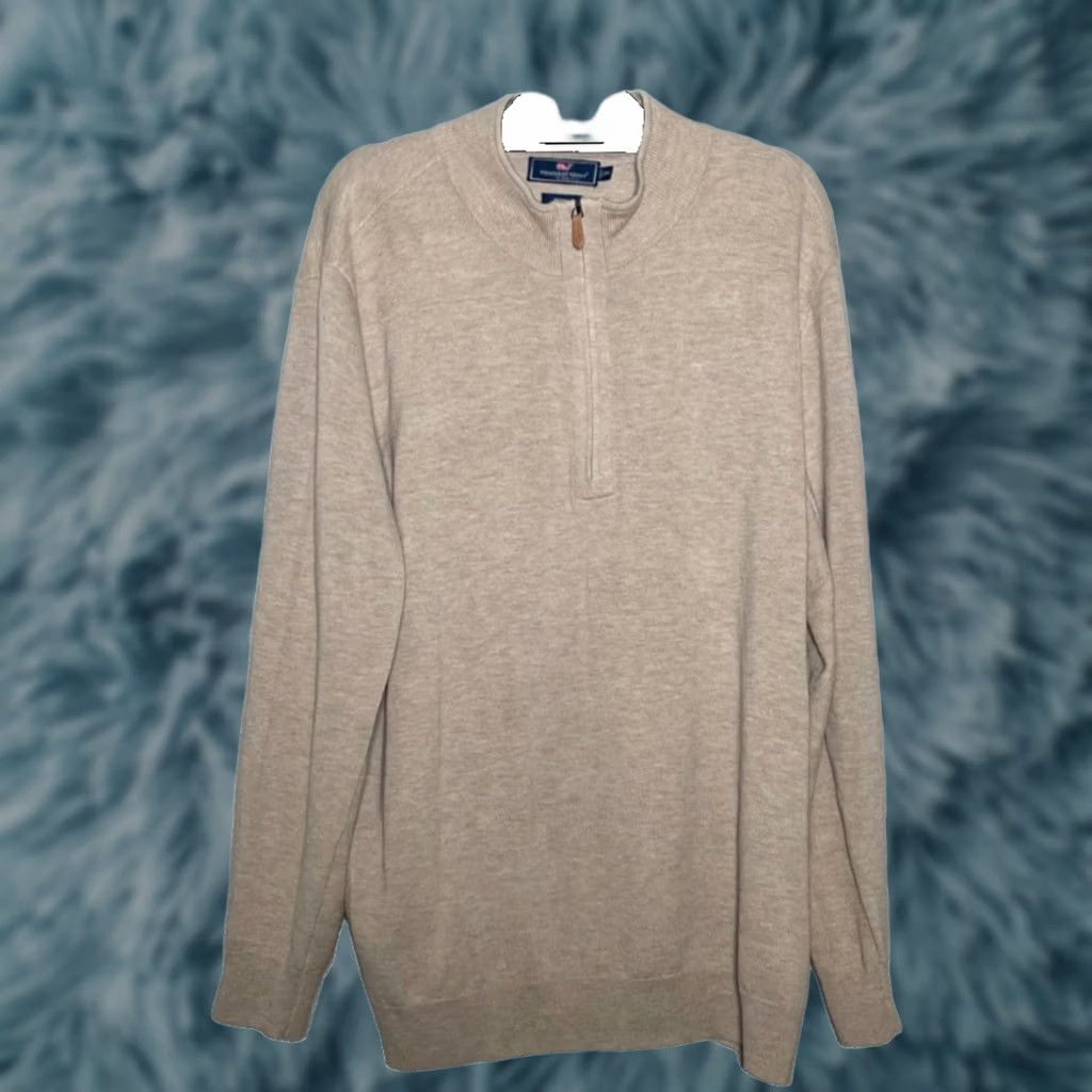 Vineyard Vines Vineyard Vines Wool 1/4 Zip Sweater Mens XXL Beige 100% Merino Pullover - Stylish Size US XXL / EU 58 / 5 - 1 Thumbnail