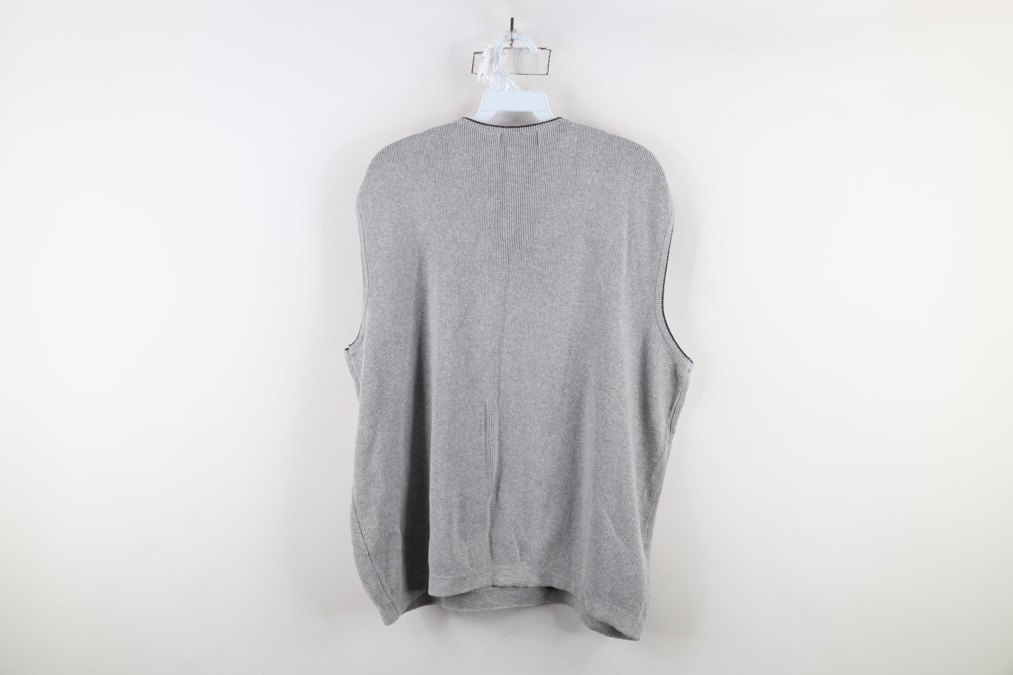 Vintage Vintage 90s Streetwear Cotton Ribbed Knit Sweater Vest Gray Size US XL / EU 56 / 4 - 8 Thumbnail