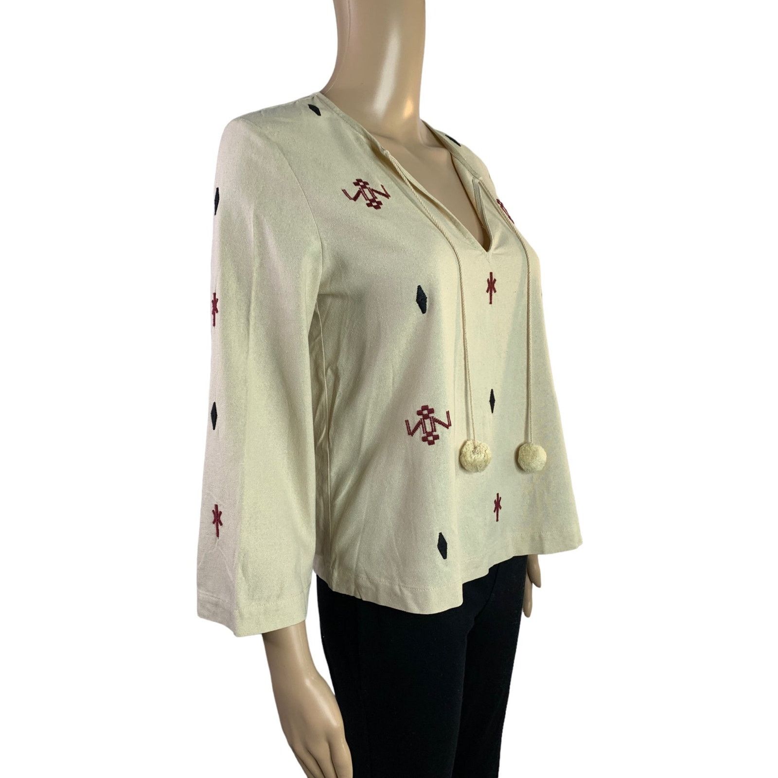 Madewell Madewell Womens Size XXS Ivory 100% Silk Top Embroidered Size XXS / US 00 / IT 34 - 5 Thumbnail