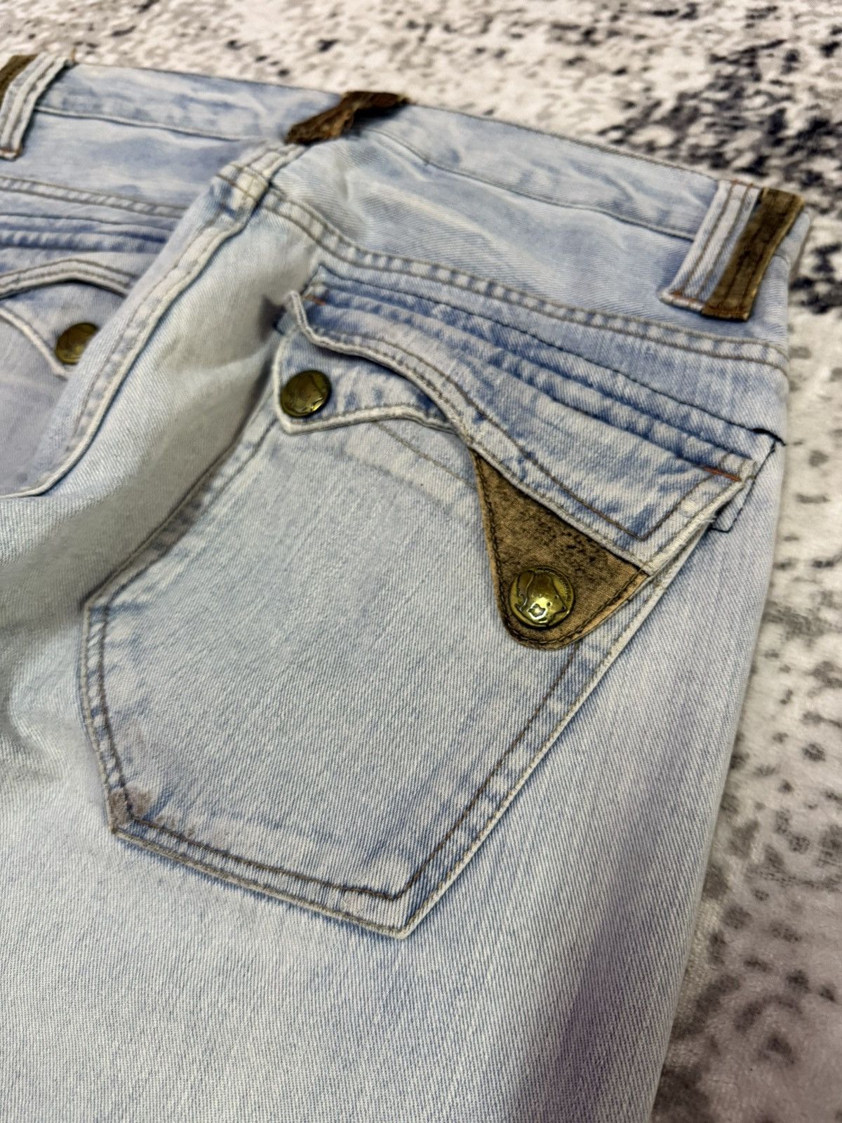 Le Grande Bleu (L.G.B.) Root Three Japan Double Pocket Wide Leg Flare Jeans Size US 30 / EU 46 - 11 Thumbnail