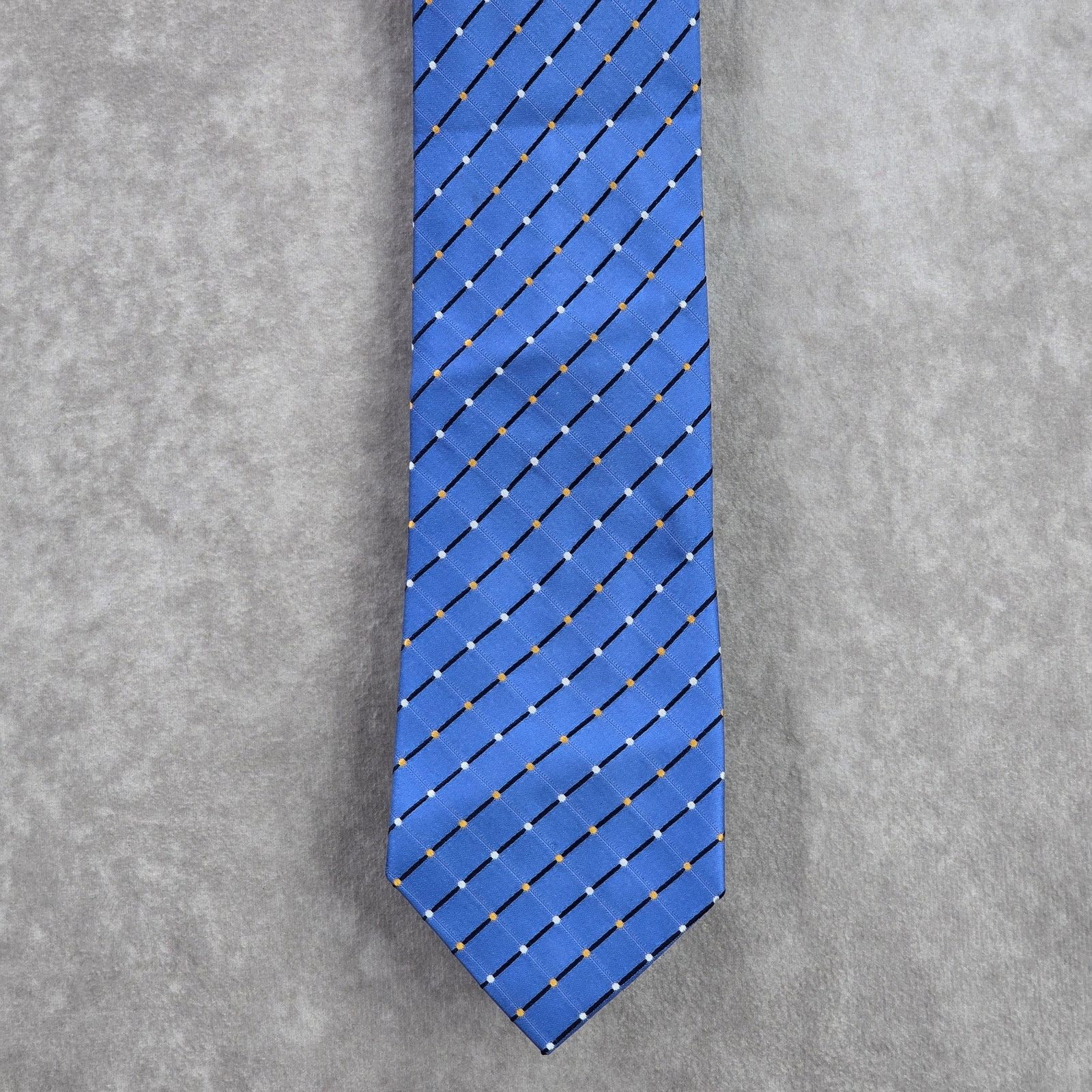 Geoffrey Beene Geoffrey Beene Blue Plaid Stripe Polka Dot Silk Neck Tie Men Size 30 - 1 Thumbnail