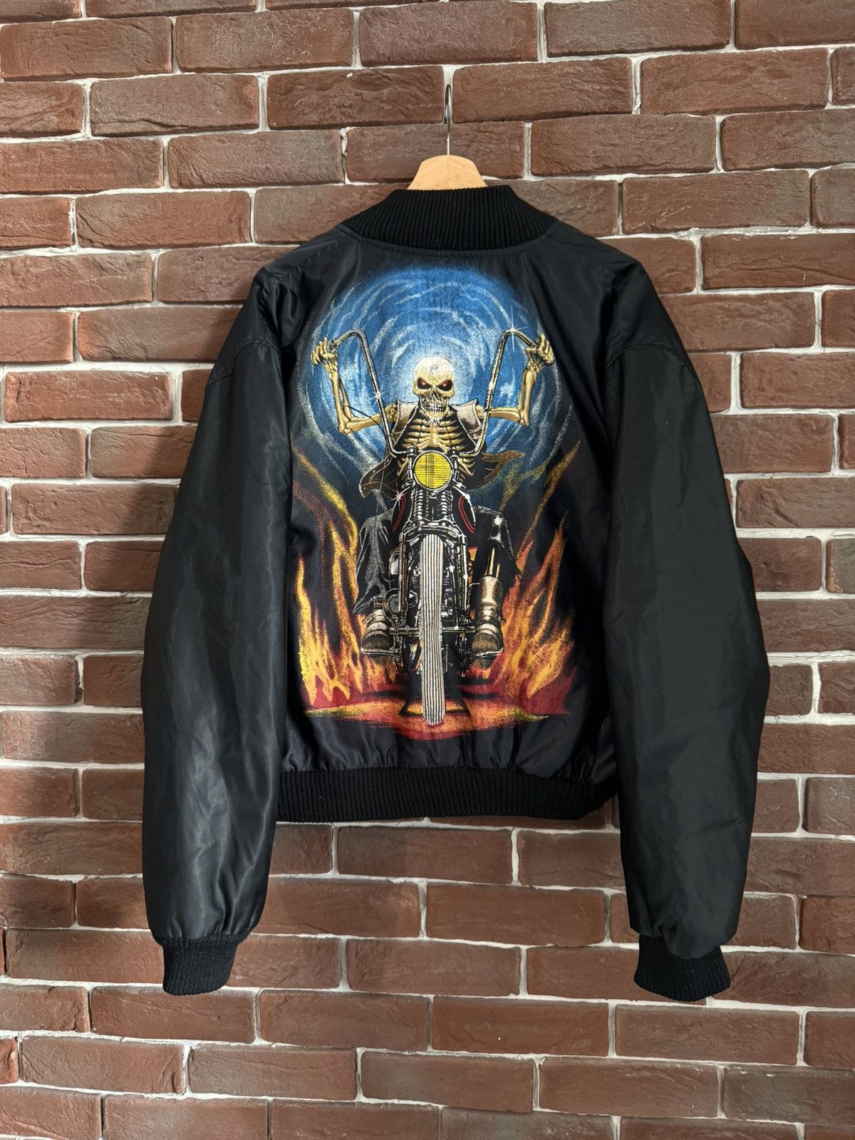 Vintage 90s Vintage Ghost Rider Zip It Nylon Bomber Jacket L Black Size US L / EU 52-54 / 3 - 1 Thumbnail