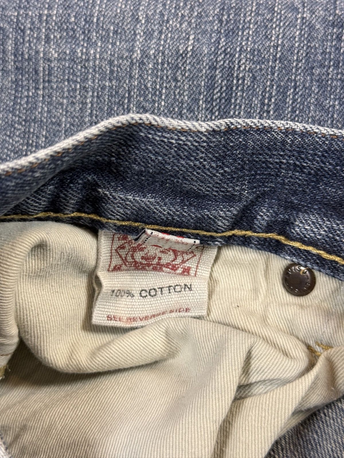 Evisu Evisu jeans daicock gold big logo embroidery selvedge denim Size US 33 - 8 Thumbnail