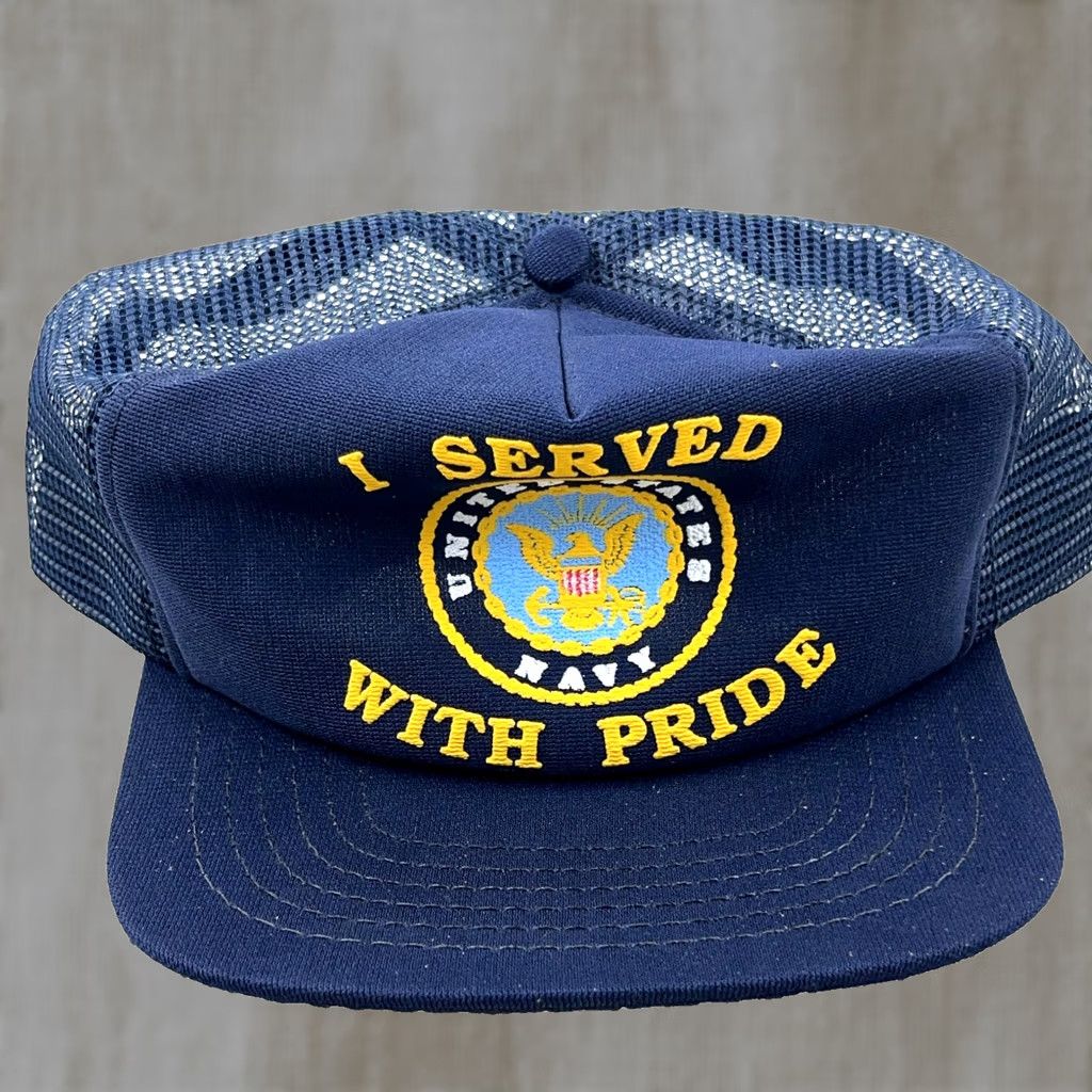 Vintage Vintage United States Navy Trucker Hat Cap Made In USA 80s 90s Puffy Snapback Size ONE SIZE - 1 Thumbnail