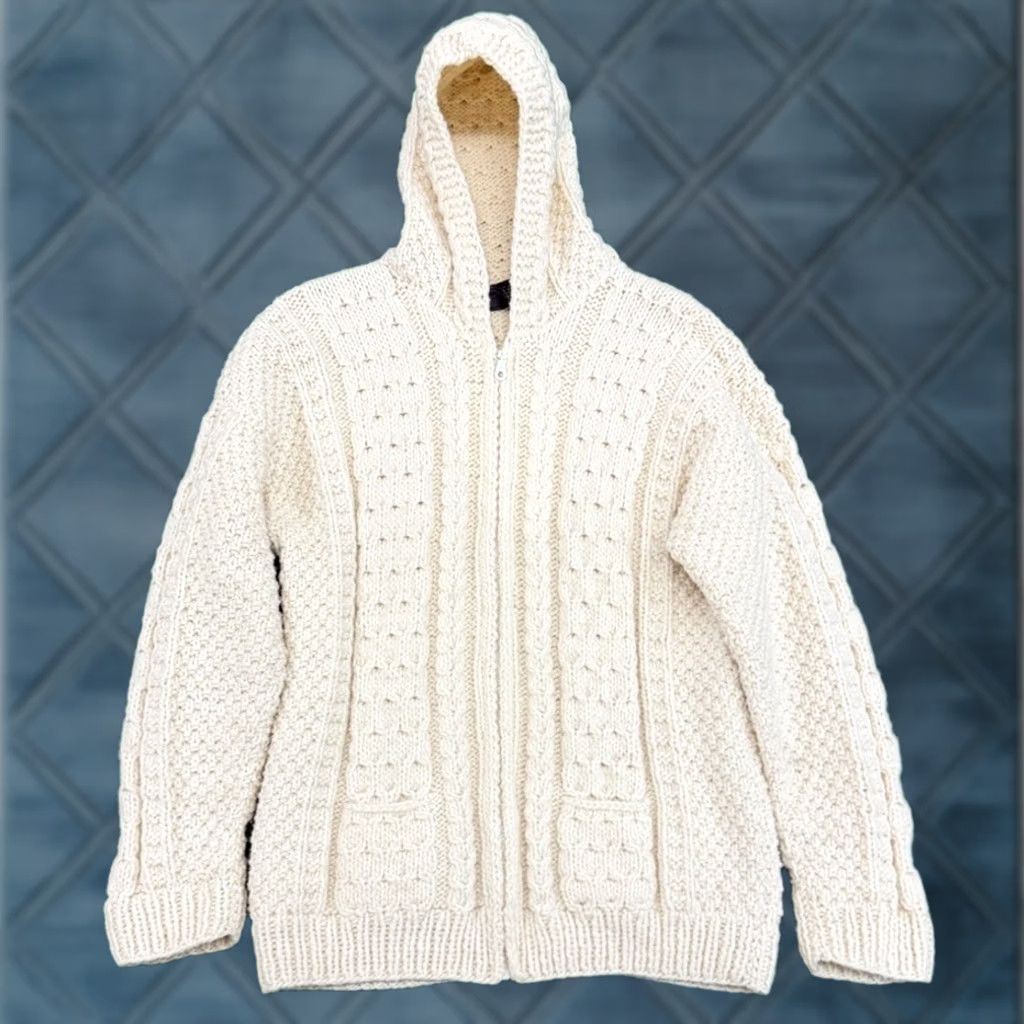 Native Native Knit Jacket Women’s M Full Zip Sweater Cable Chunky Handmade Ecuador Wool Size M / US 6-8 / IT 42-44 - 1 Thumbnail