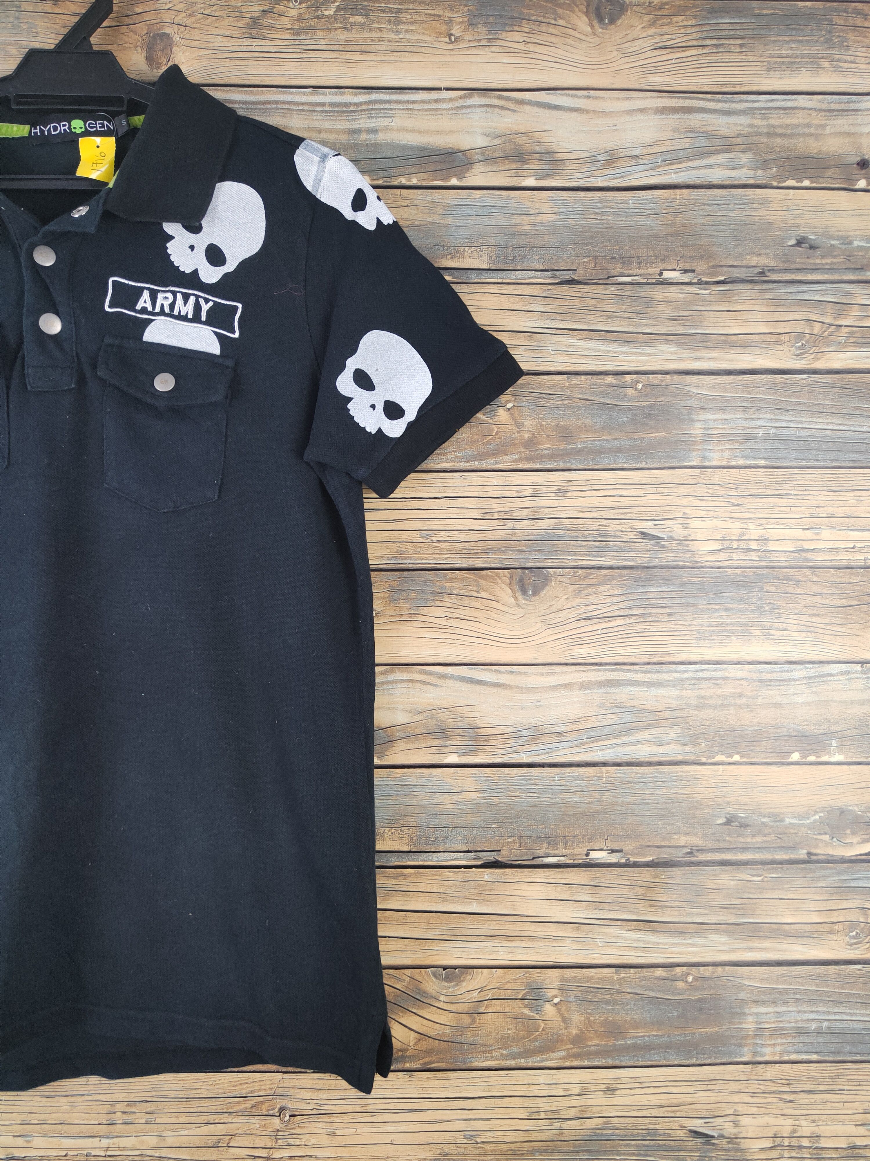 HYDROGEN DL Hydrogen skull Black Polo Shirts #1716 Size US S / EU 44-46 / 1 - 6 Thumbnail