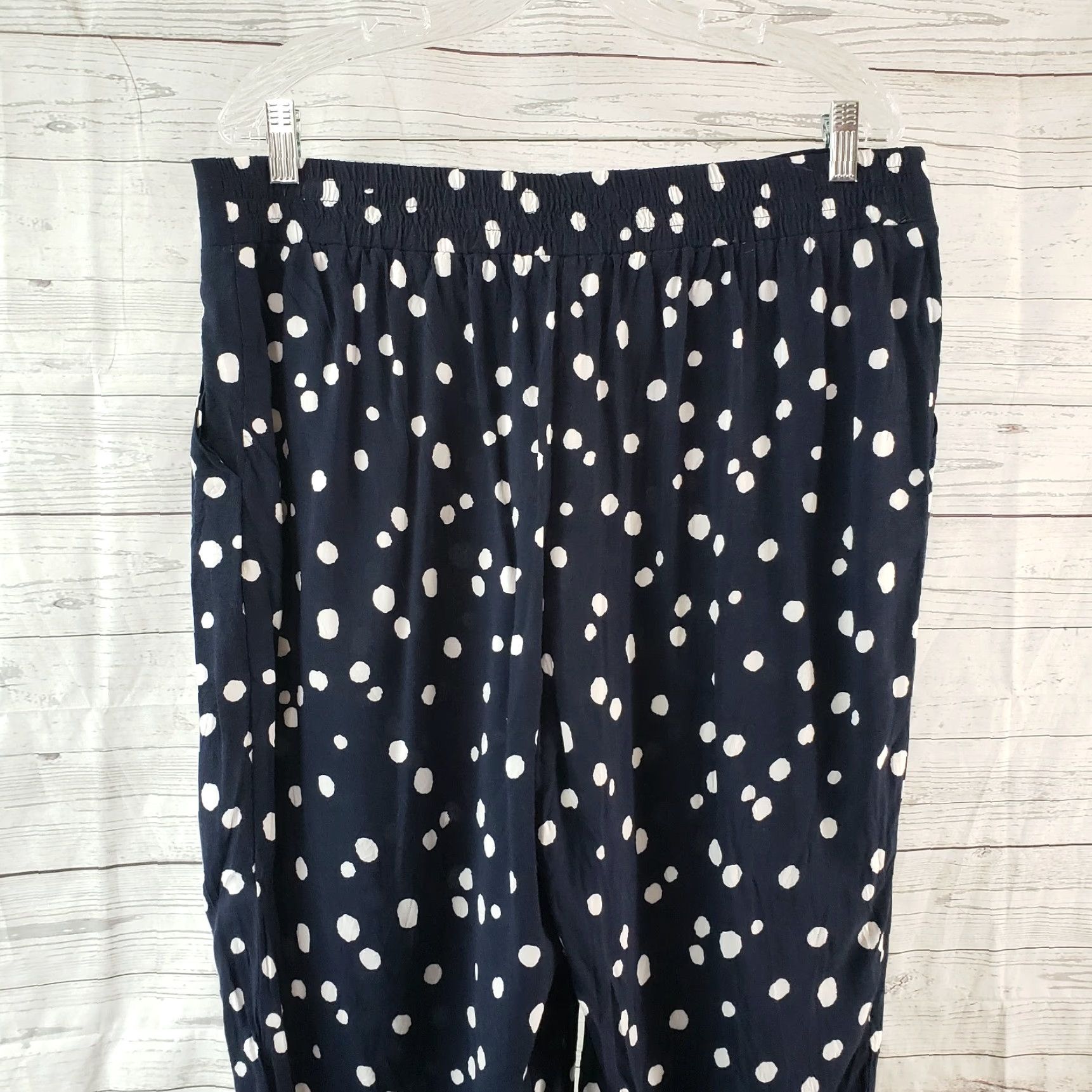 Vintage Maurices Womens Cropped Pants Sz 1 US 16/18 Blue White Pull On Rayon Cropped Pants Womens Blue 16/18 Mens? Size 38" / US 16 / IT 52 - 4 Thumbnail