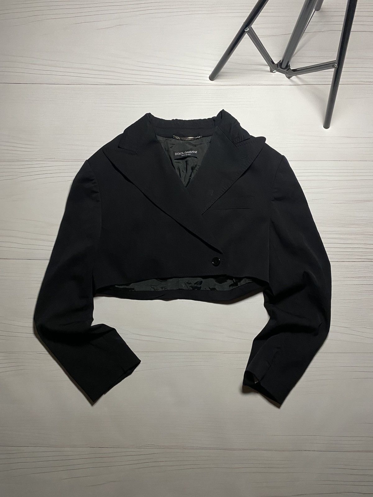 Dolce & Gabbana Dolce & Gabbana Double- breasted cropped black blazer Size L / US 10 / IT 46 - 1 Thumbnail
