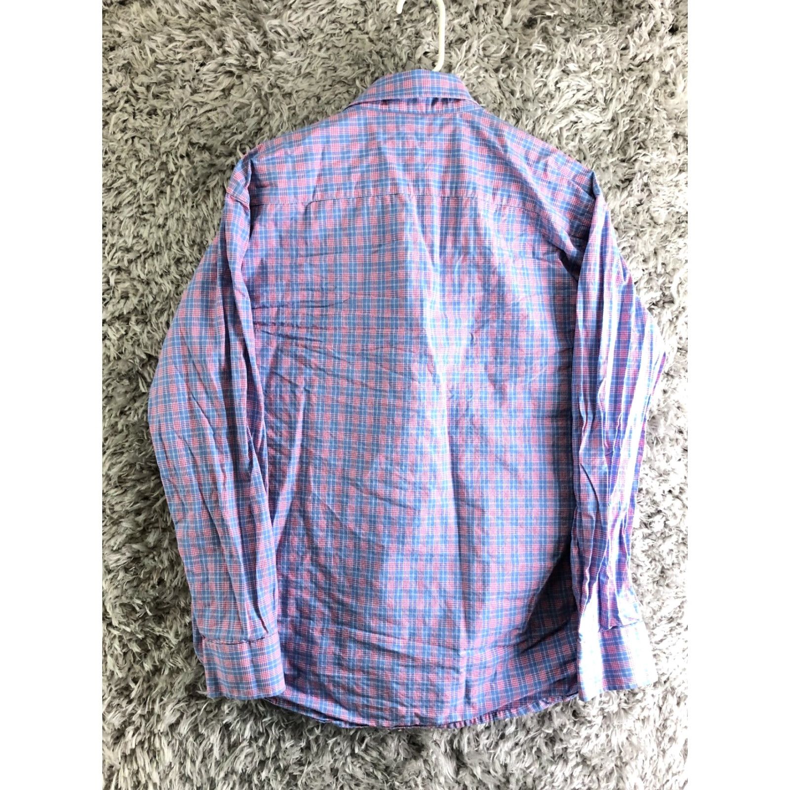 Vintage Alan Flusser Mens Large Long Sleeve Blue Plaid Spread Collar Shirt Size US L / EU 52-54 / 3 - 8 Thumbnail