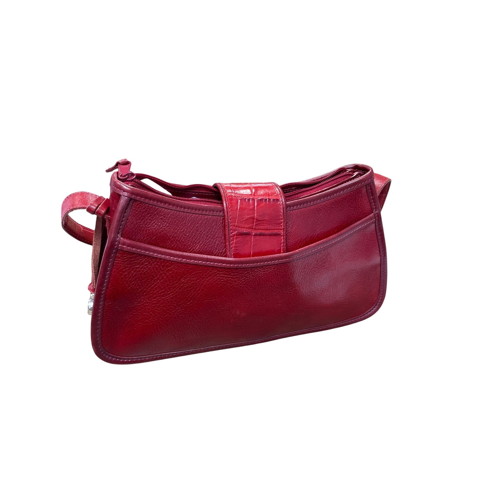 Brighton Brighton womans red leather pebbled shoulder handbag style A Size ONE SIZE - 4 Thumbnail