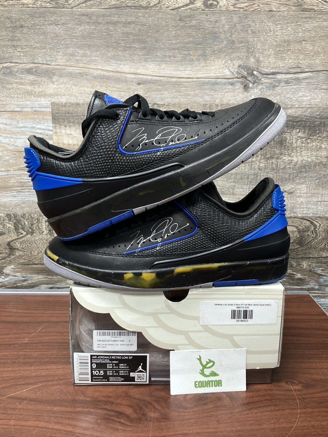 image of Off-White X Air Jordan 2 Retro Sp Low Black University Blue Shoes in Black/Blue, Men's (Size 9)
