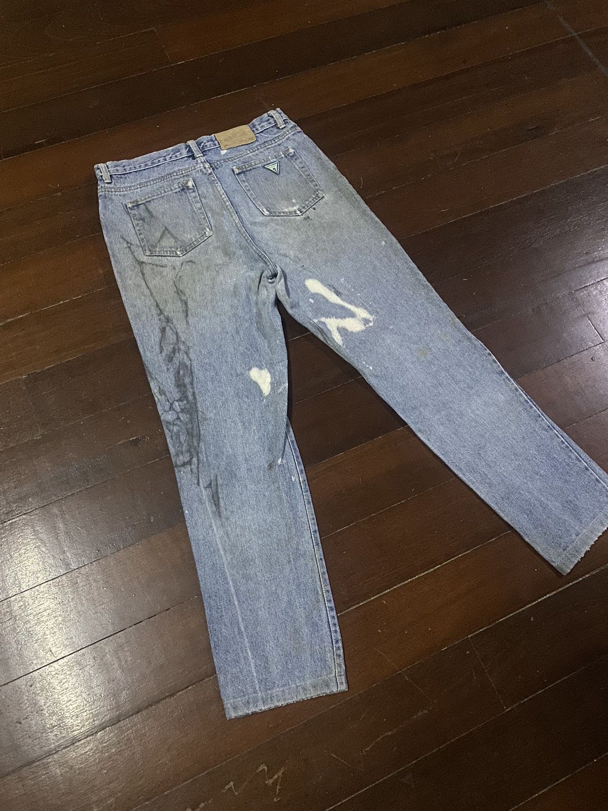 Guess × Polo Ralph Lauren × Vintage Fire 🔥 vintage 90s GUESS MADE IN USA distressed jeans S1 Size US 35 - 12 Thumbnail