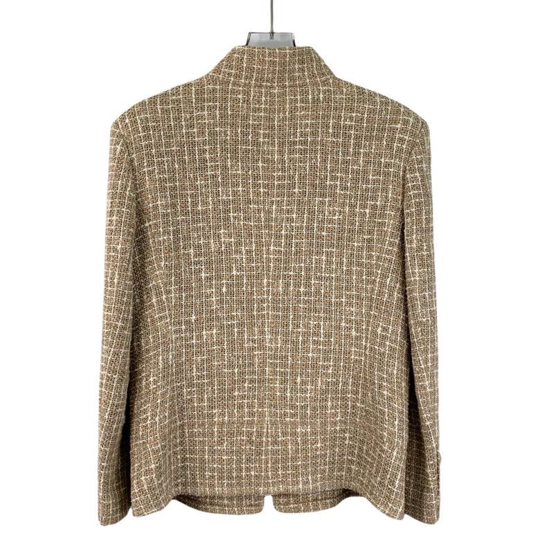 Chanel Chanel Brown stand-up collar cotton long-sleeved braided tw Size M / US 6-8 / IT 42-44 - 2 Thumbnail