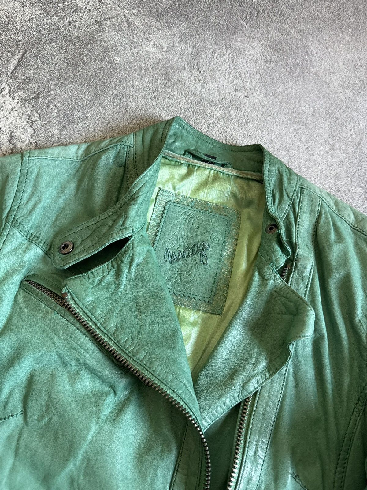 Leather 90s Retro S/size leather biker zip jacket Avantgarde Y2K Size S / US 4 / IT 40 - 4 Thumbnail