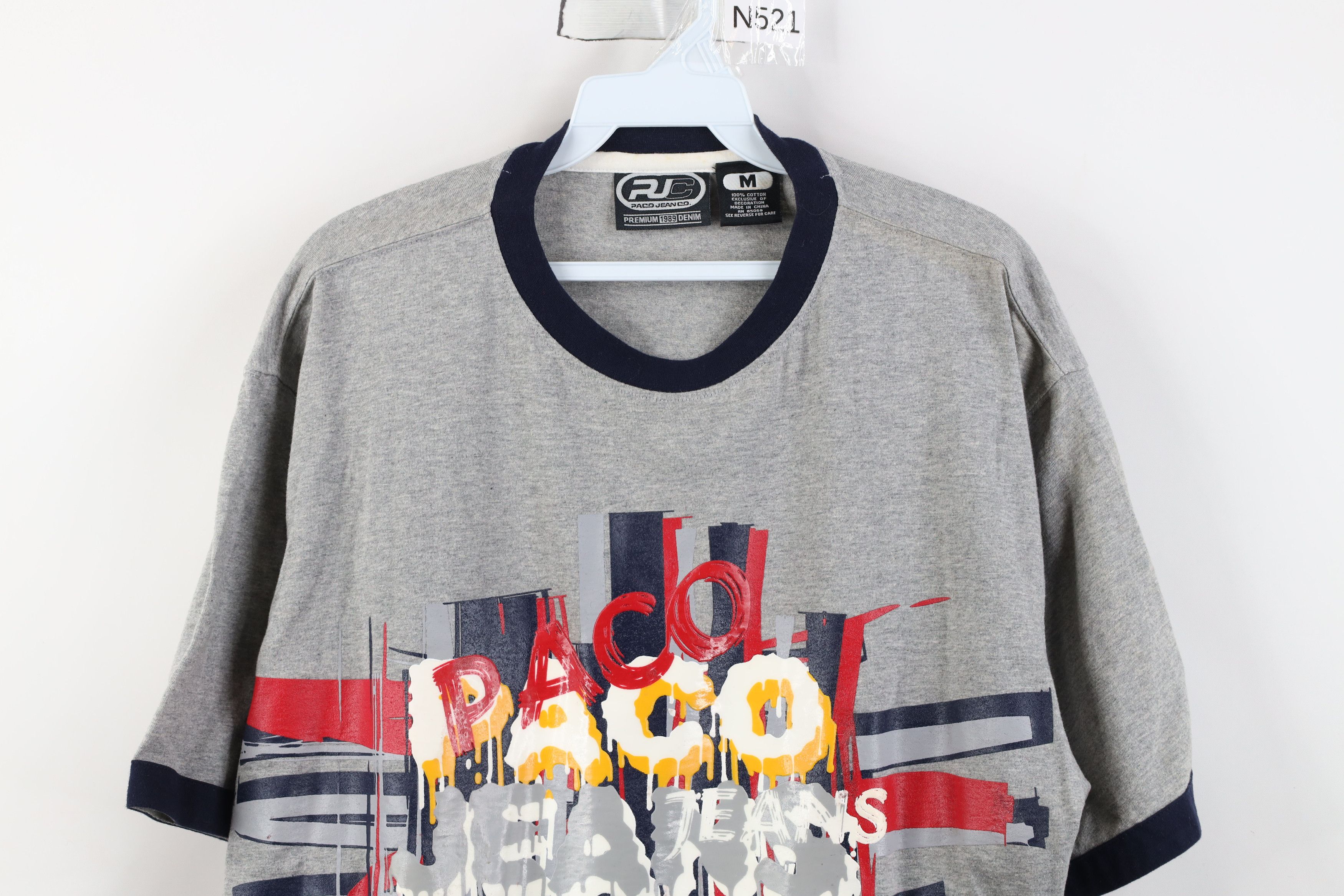Vintage Vintage 90s Y2K Paco Jeans Graffiti Ringer T-Shirt Gray Size US M / EU 48-50 / 2 - 2 Thumbnail