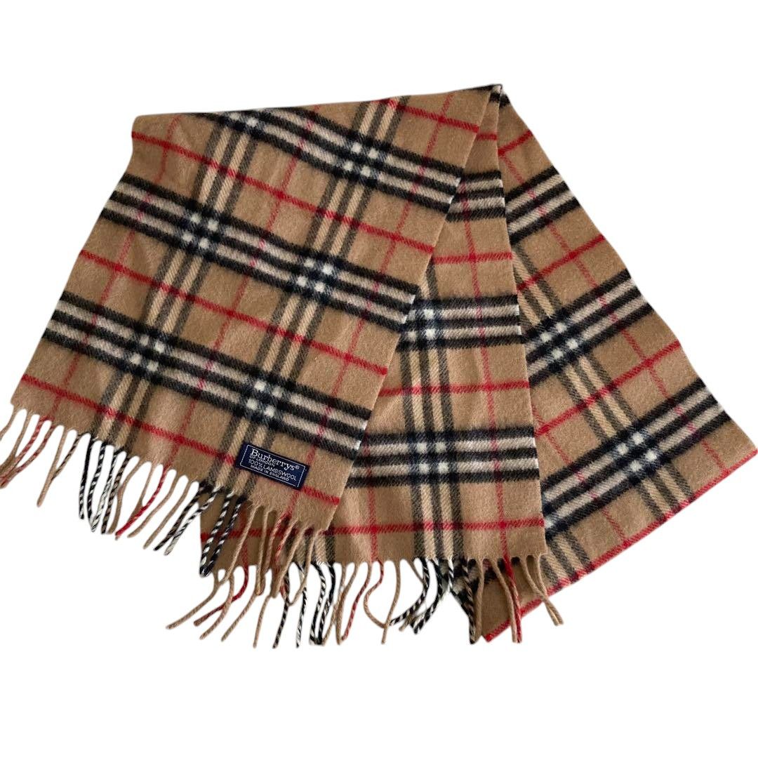 Burberry Burberry - Lambwool Vintage Scarf Check Print Brown Beige Size ONE SIZE - 2 Thumbnail