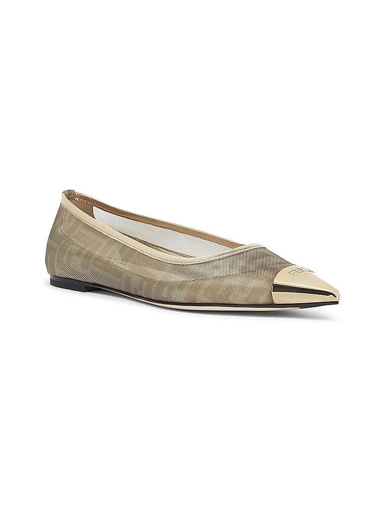 Fendi o1B3y1r0426 Colibri FF Logo Mesh Ballet Flats in Gold Size US 11 / IT 41 - 2 Thumbnail
