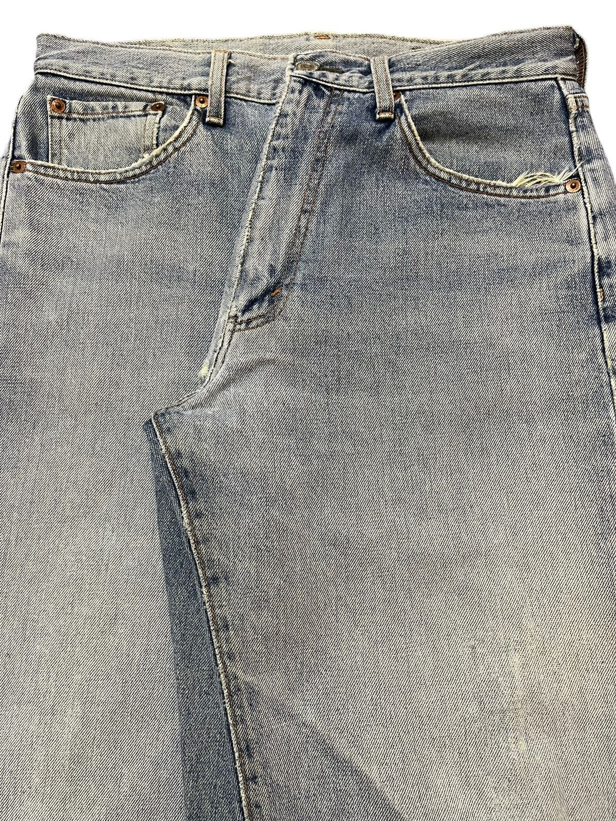KMRii Vintage Japanese Brand Blue Faded Wash Distress Baggy Jeans Size US 31 - 4 Thumbnail