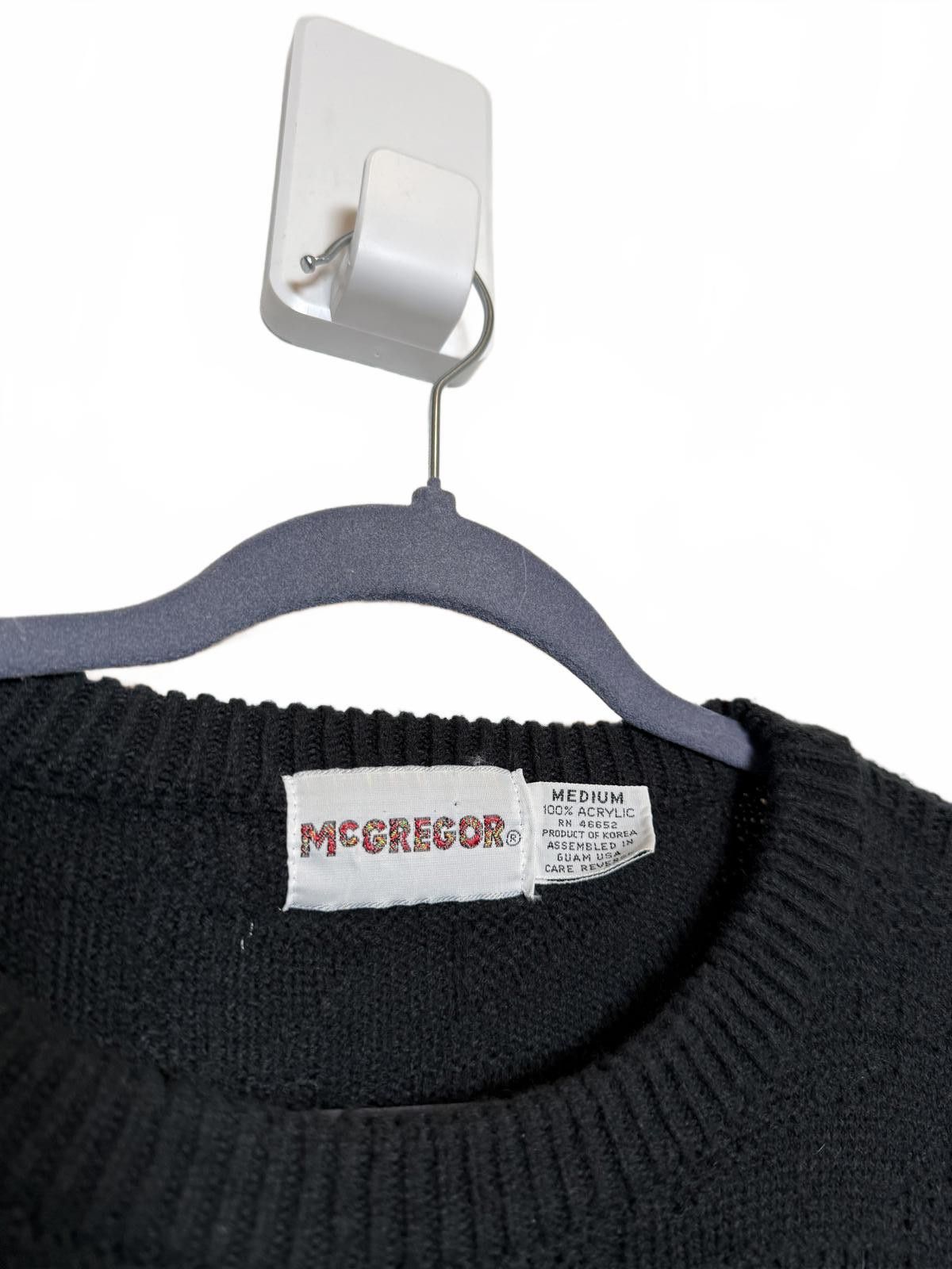 McGregor Vintage 80s Black and Red Patterned Cable Knit Sweater Size US M / EU 48-50 / 2 - 2 Thumbnail