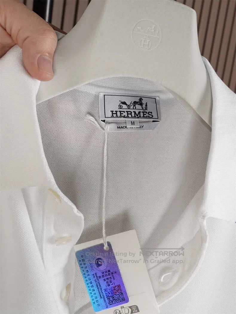 Hermes Hermes White Slim Fit Short Sleeve Polo Size US M / EU 48-50 / 2 - 6 Thumbnail
