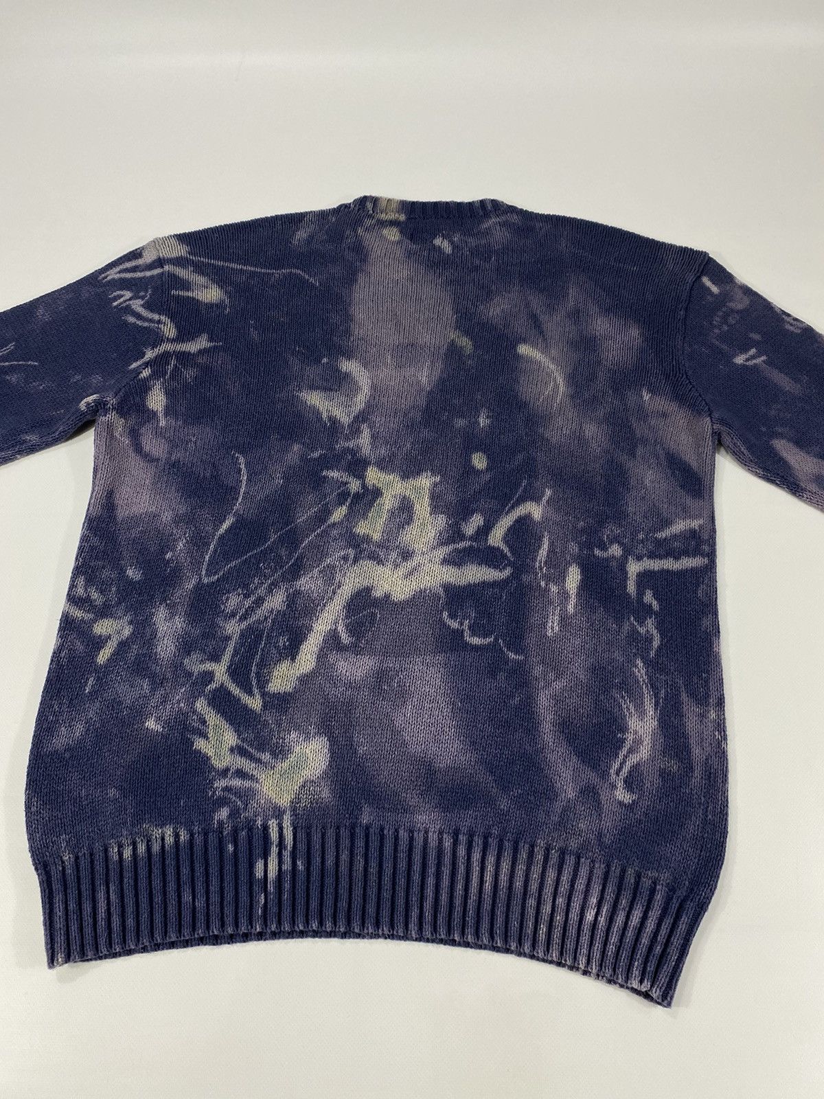 Polo Ralph Lauren × Vintage VTG Acid Dyed Blue Hong Kong Ralph Lauren Cable Knit Sweater Size US XL / EU 56 / 4 - 11 Thumbnail