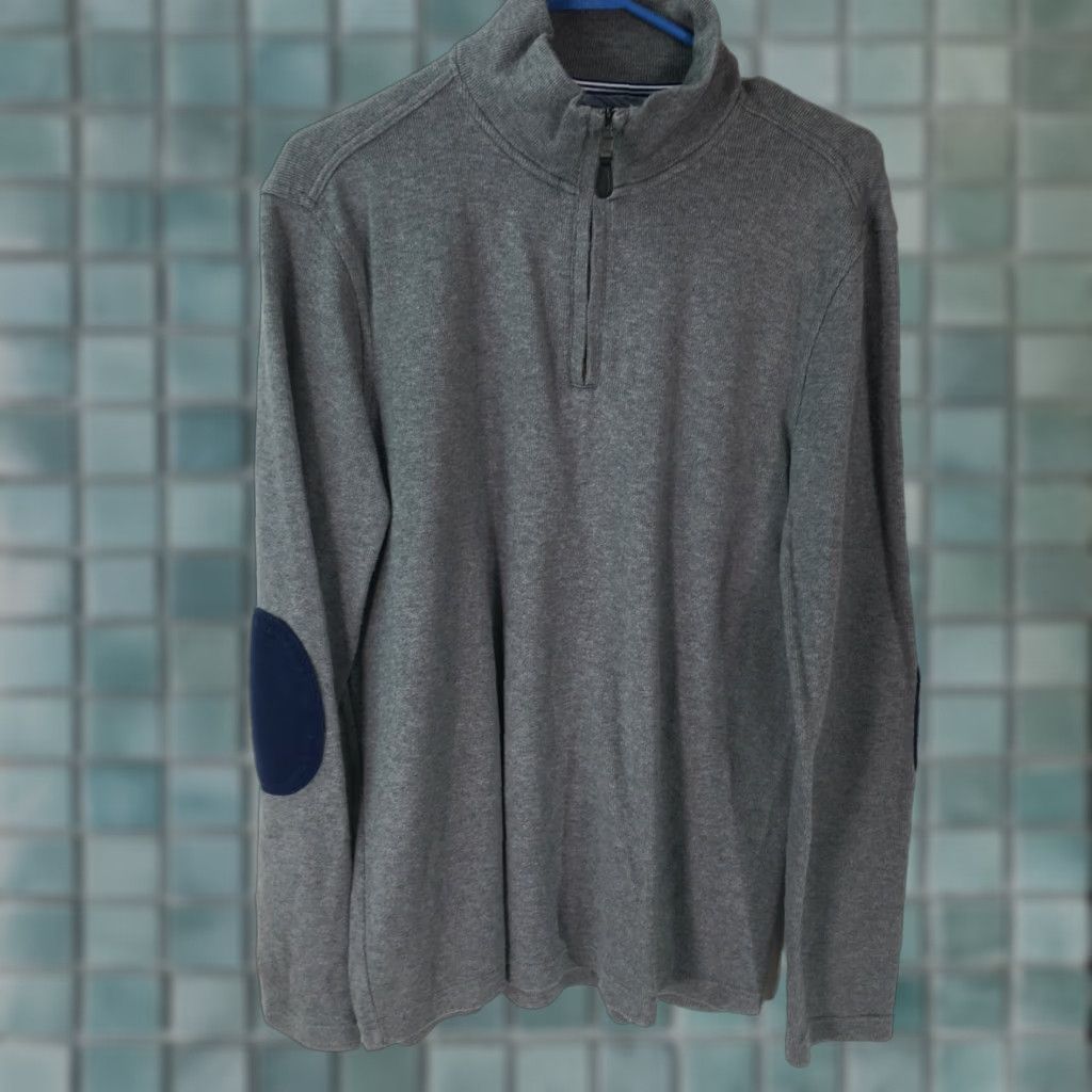 Banana Republic Banana Republic Mens Mock Neck Elbow Patches Gray Pullover Sweater Large Size US L / EU 52-54 / 3 - 1 Thumbnail