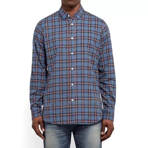 Saint Laurent Paris Saint Laurent Paris Size 38 Flannel Pointed Collar Blue an Size US M / EU 48-50 / 2 - 8 Thumbnail