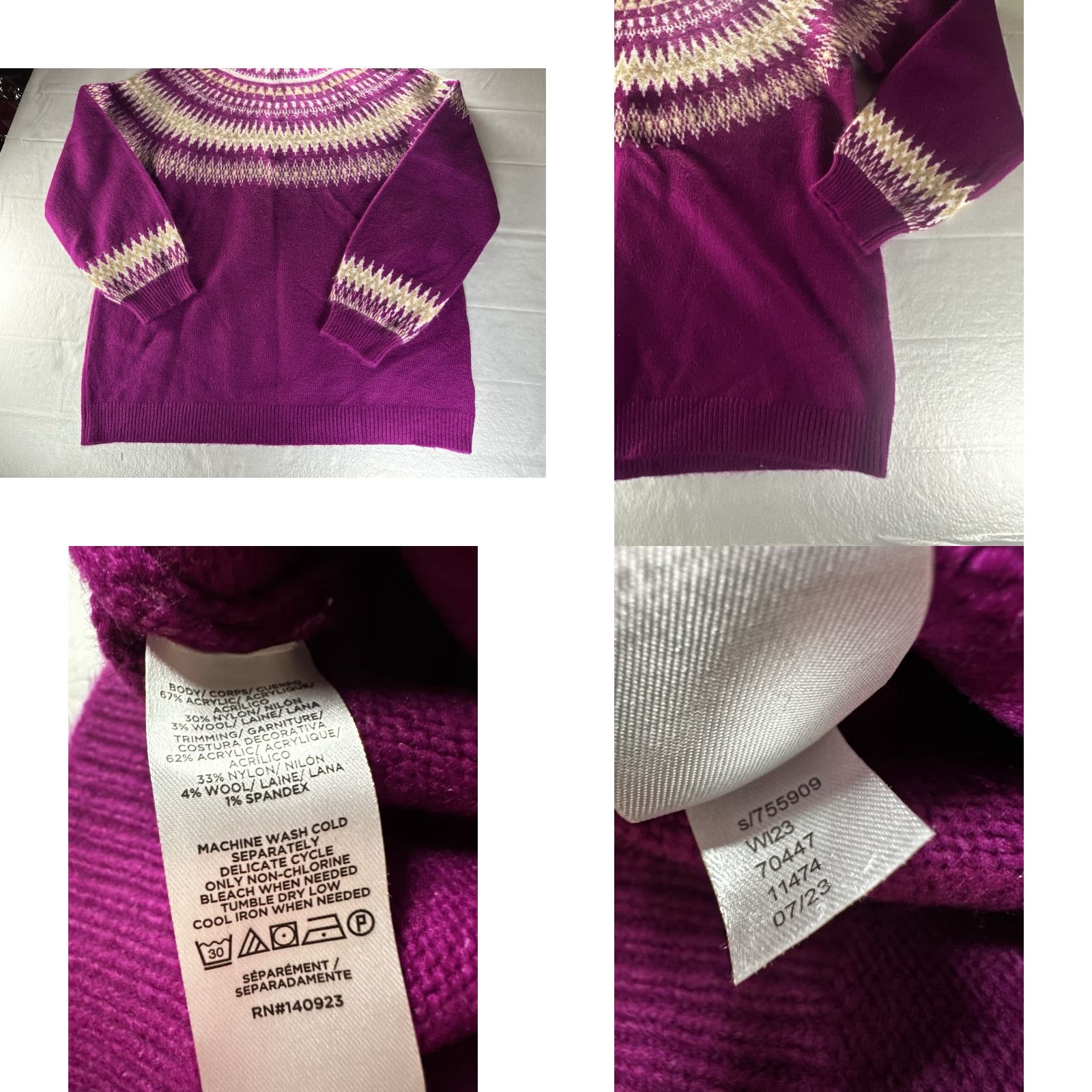 Loft LOFT Pink Multi Color Fair Isle Mock Neck Sweater Womens XL Pullover Knit Size XL / US 12-14 / IT 48-50 - 9 Thumbnail
